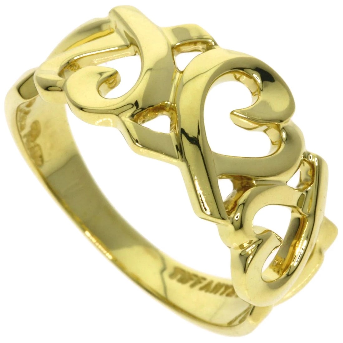 TIFFANY&CO. TRIPLE RUBBING HEART RING K18 YELLOW GOLD: TIFFANY&Co. Triple rubbing heart Ring K18 Yellow Gold Brand: TIFFANY&Co. Type/Style: Ring Material: K18 Yellow Gold, Color: Gold Size: 5.25(US) Accessories: None Accessories Notice: When p