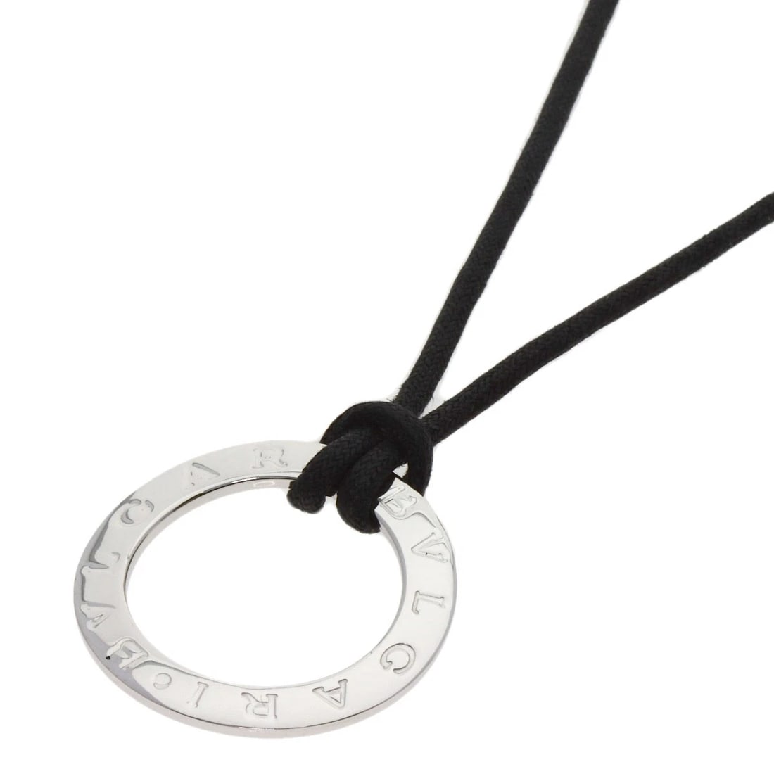 BVLGARI BVLGARI BVLGARI LOGO CIRCLE NECKLACE K18 WHITE GOLD (1 of 4)