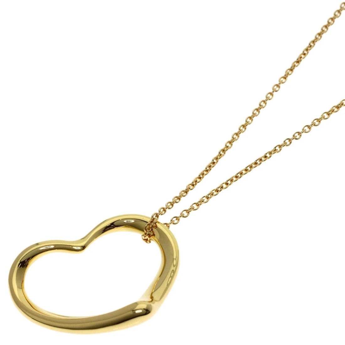 TIFFANY&CO. OPEN HEART NECKLACE K18 YELLOW GOLD: TIFFANY&Co. Open heart Necklace K18 Yellow Gold Brand: TIFFANY&Co. Type/Style: Necklace Material: K18 Yellow Gold, Color: Gold Size: Chain Length:15.2inch/38.5cm Chain Width:0.4inch/0.9mm Top Size:0.7