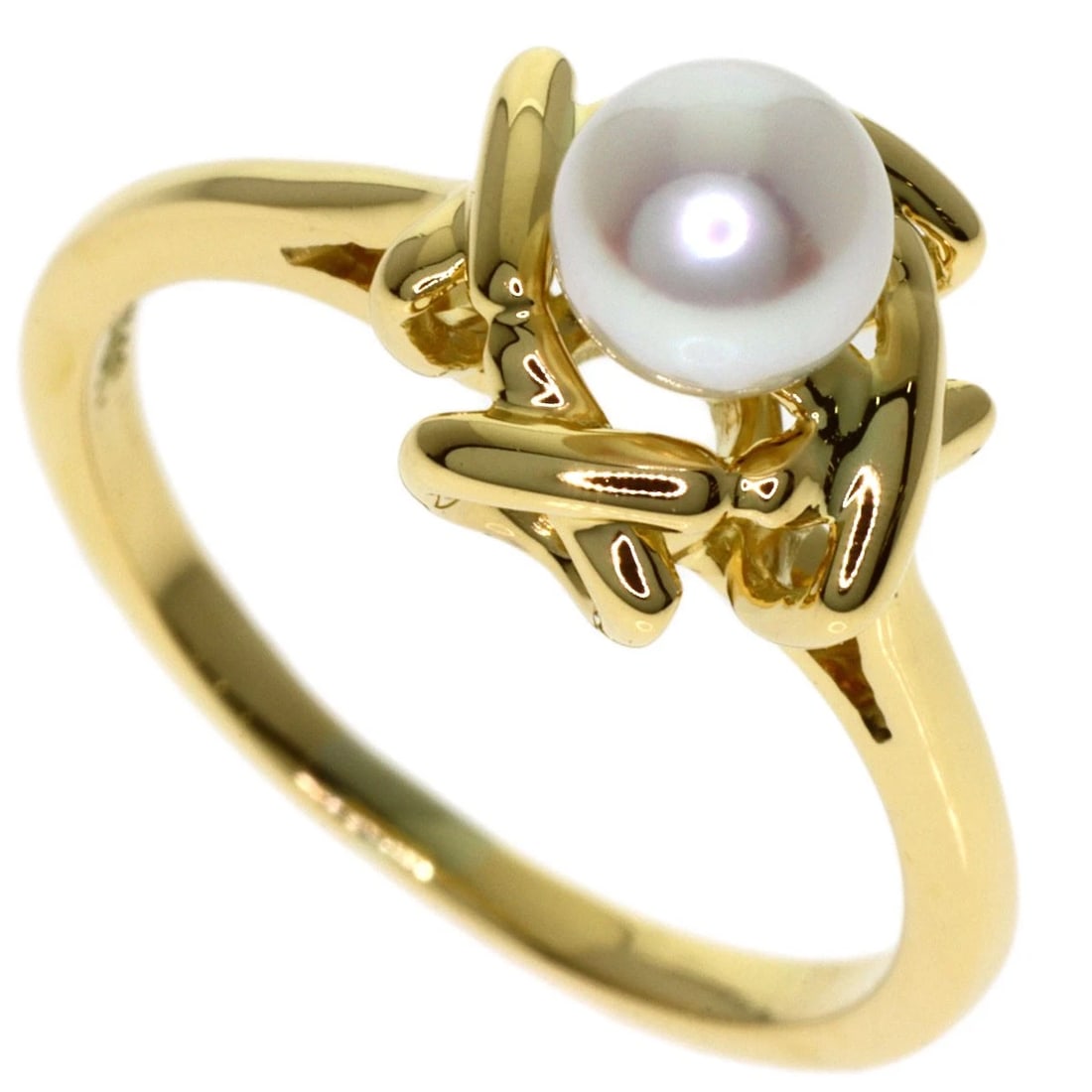 TIFFANY&CO. PEARL RING K18 YELLOW GOLD: TIFFANY&Co. Pearl Ring K18 Yellow Gold Brand: TIFFANY&Co. Type/Style: Ring Material: K18 Yellow Gold, Color: Gold Size: 5.25(US) Accessories: None Accessories Notice: When purchasing pre-o