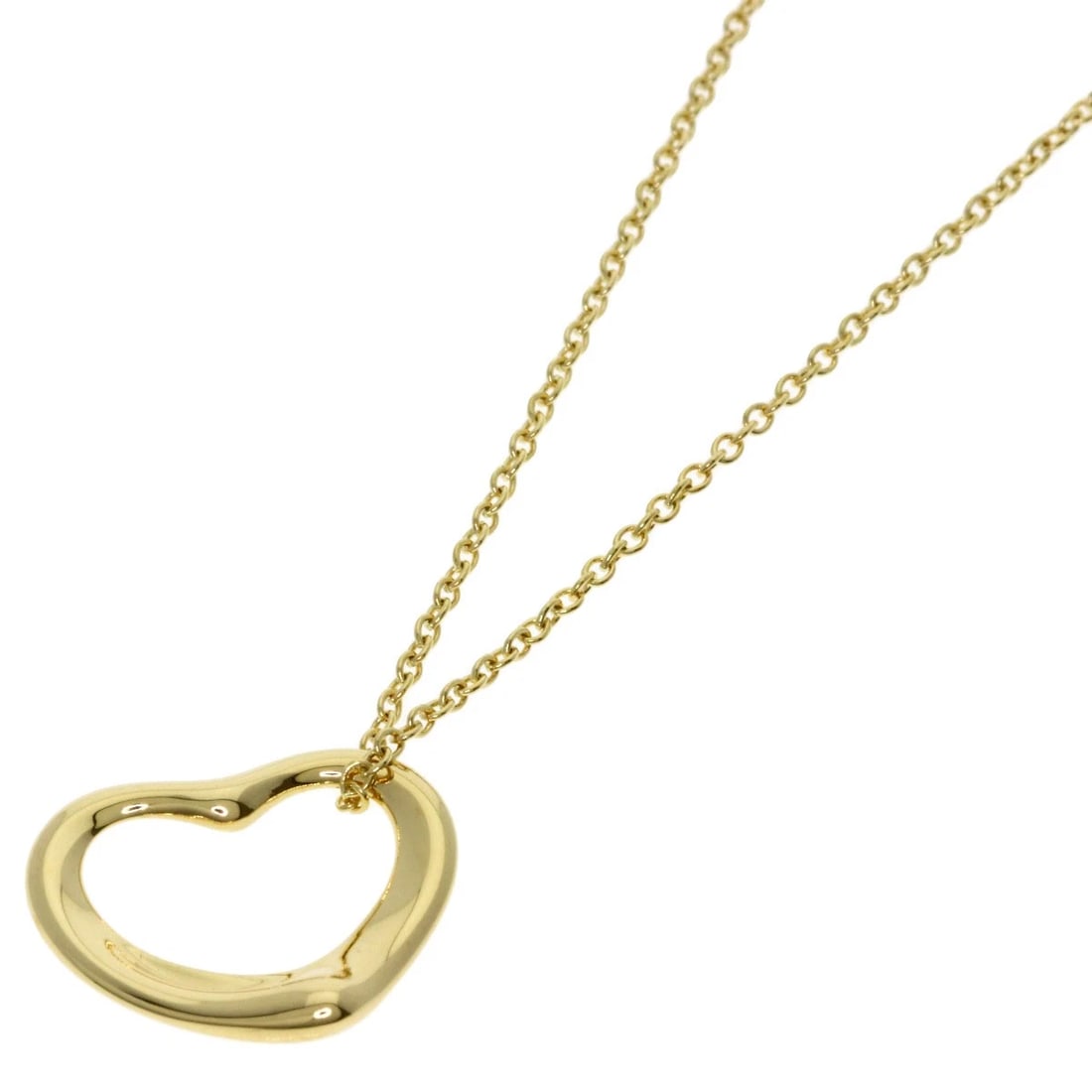 TIFFANY&CO. OPEN HEART NECKLACE K18 YELLOW GOLD: TIFFANY&Co. Open heart Necklace K18 Yellow Gold Brand: TIFFANY&Co. Type/Style: Necklace Material: K18 Yellow Gold, Color: Gold Size: Chain Length:15.7inch/40cm Chain Width:0.4inch/1.1mm Top Size:0.5in