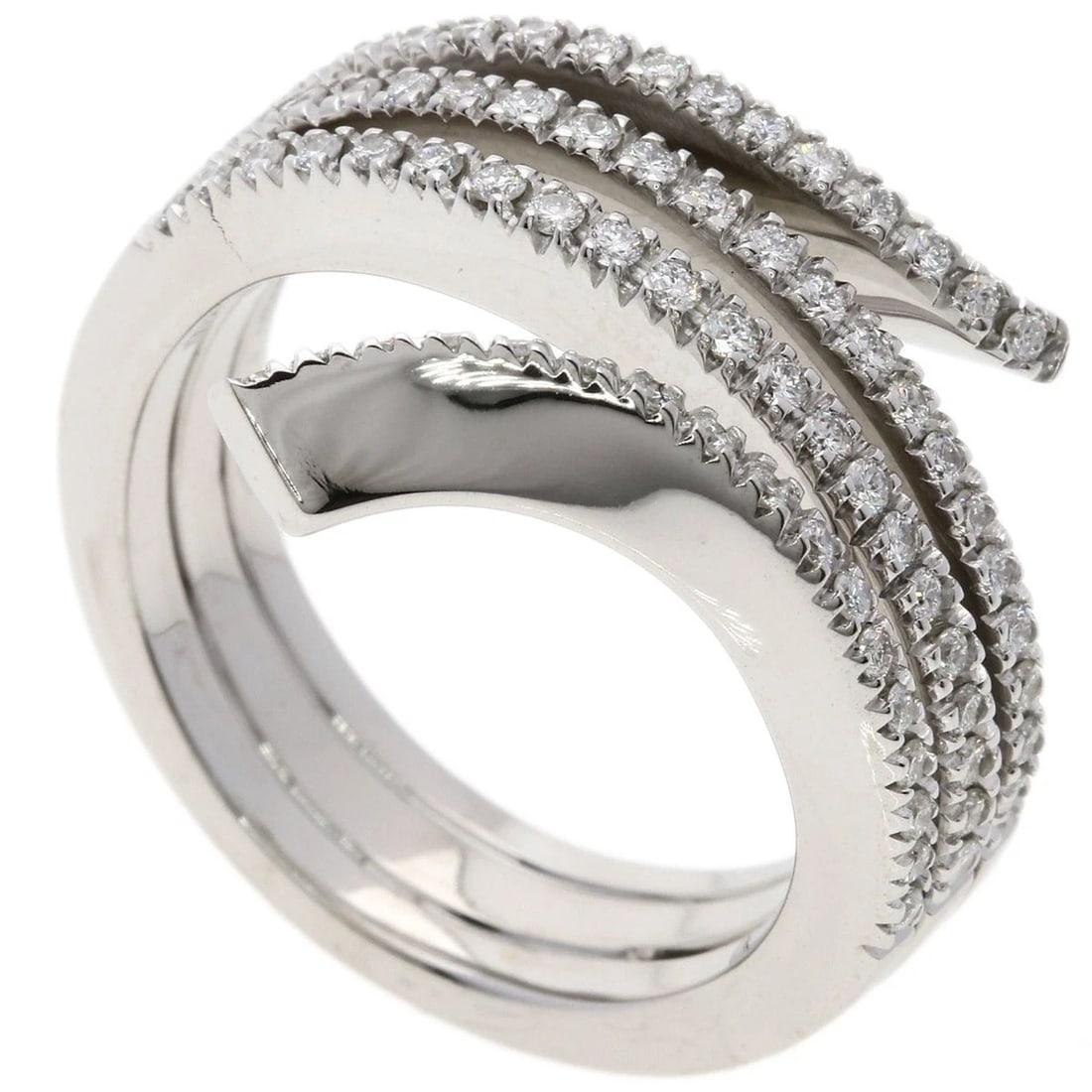 DAMIANI DIAMOND RING K18 WHITE GOLD: Damiani Diamond Ring K18 White Gold Brand: Damiani Type/Style: Ring Material: K18 White Gold, Main Stone Natural Color: Silver Size: 9.25(US) Accessories: None Accessories Notice: When pur