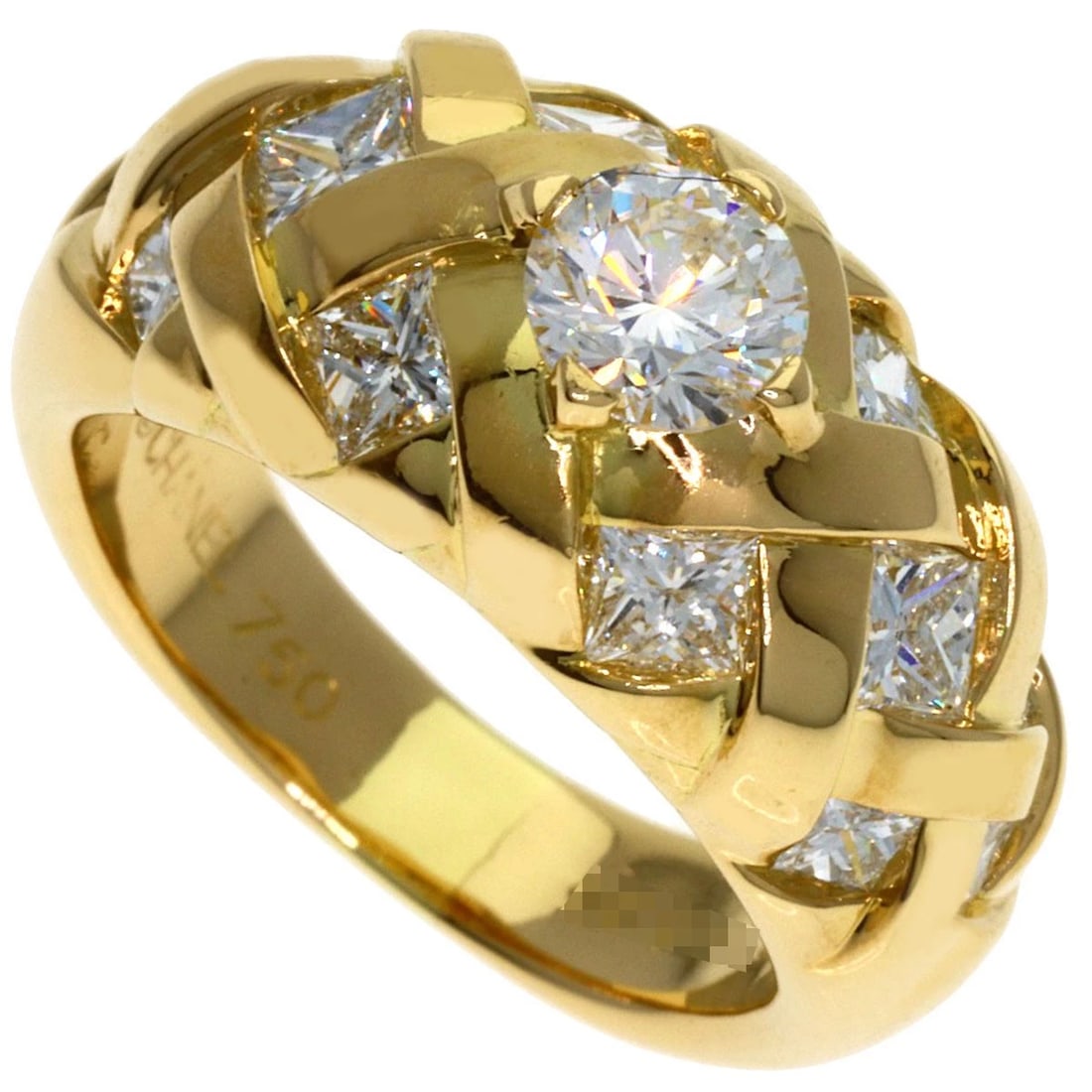 CHANEL DIAMOND RING K18 YELLOW GOLD: CHANEL Diamond Ring K18 Yellow Gold Brand: CHANEL Type/Style: Ring Material: K18 Yellow Gold, Main Stone Natural Color: Gold Size: 6.25(US) Accessories: None Accessories Notice: When purch