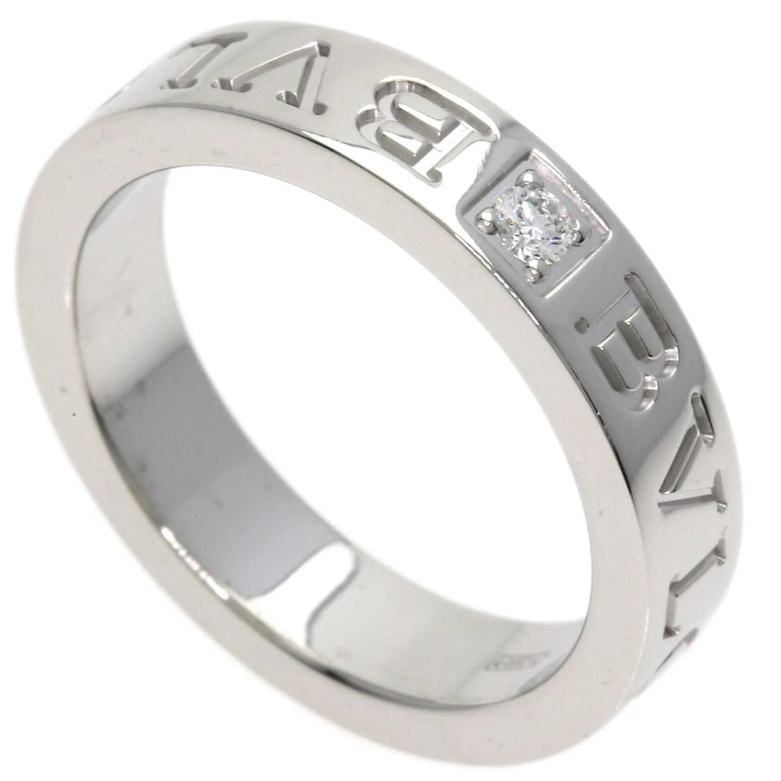 BVLGARI DIAMOND RING K18 WHITE GOLD: BVLGARI Diamond Ring K18 White Gold Brand: BVLGARI Type/Style: Ring Material: K18 White Gold, Color: Silver Size: 5(US) Accessories: None Accessories Notice: When purchasing pre-owned good