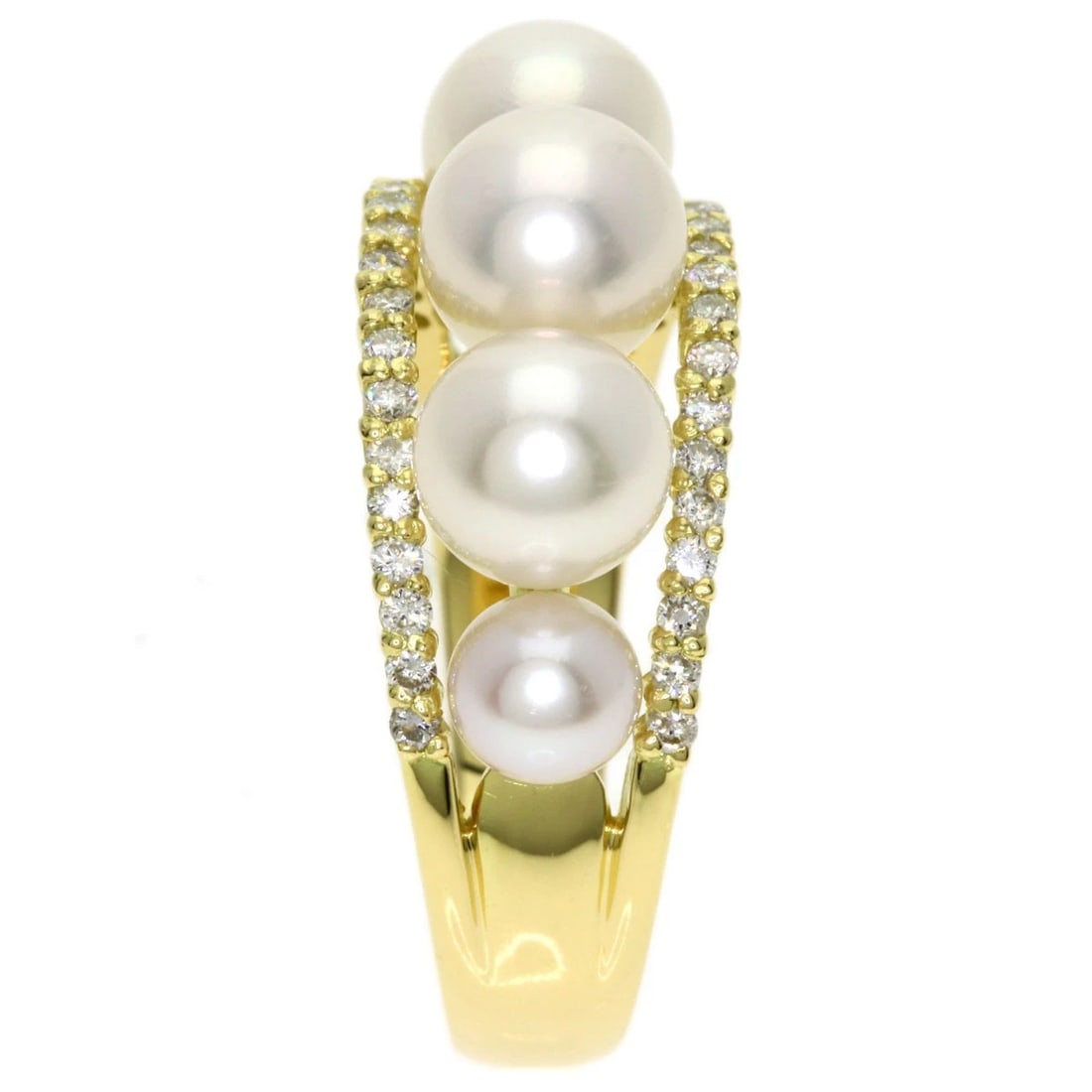 PEARL DIAMOND RING K18 YELLOW GOLD: Pearl Diamond Ring K18 Yellow Gold Brand: SELECT JEWELRY Type/Style: Ring Material: K18 Yellow Gold, Main Stone Pearl Color: Gold Size: 7.75(US) Accessories: None Accessories Notice: When