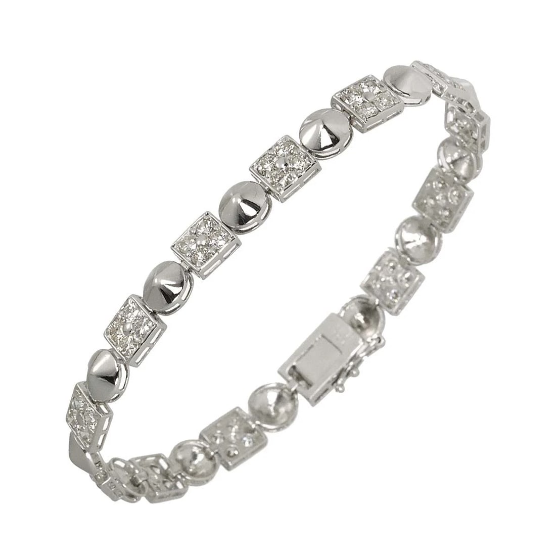 DIAMONDBRACELET WHITE GOLD 750: DiamondBracelet White Gold 750 Brand: Unbranded Type/Style: Bracelet Material: 750 White Gold, Color: White Gold Size: Length:apporox.6.9inchThickness:6.4mm Accessories: None Accessories Notice: When