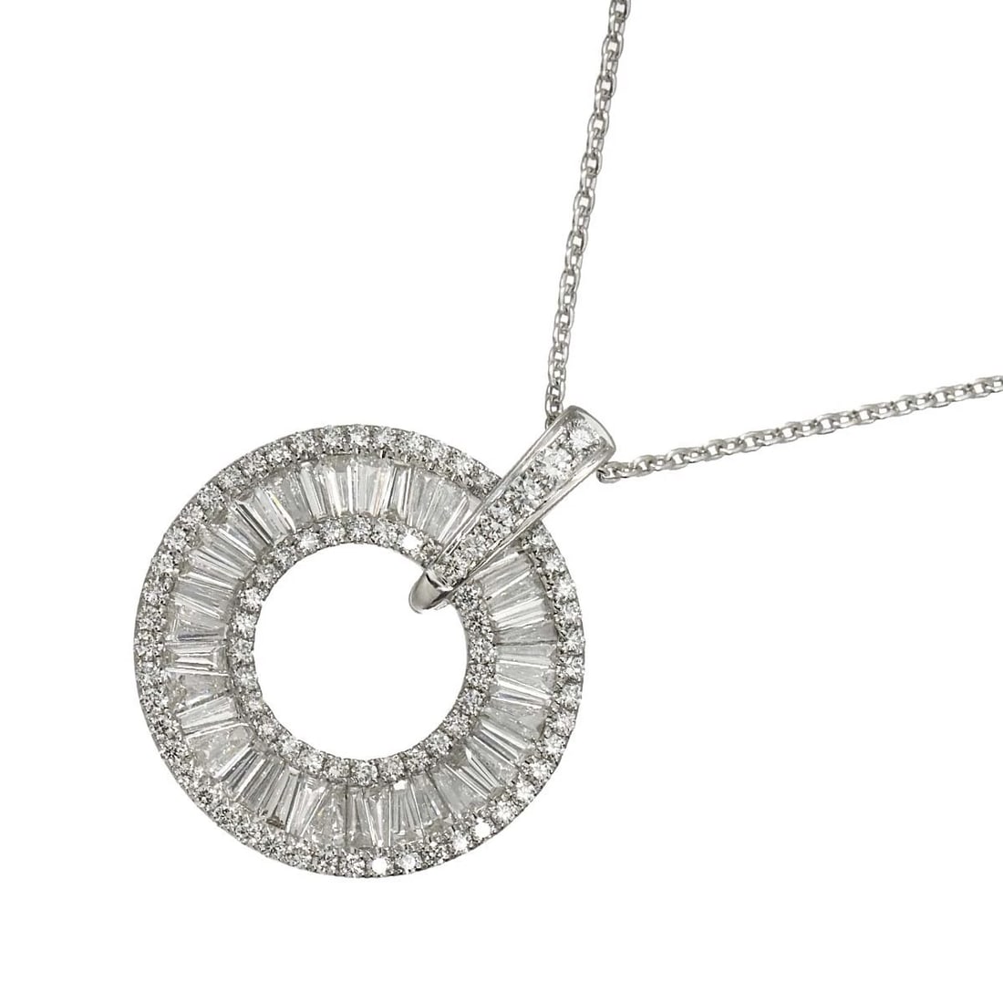 DIAMOND NECKLACE WHITE GOLD 750: Diamond Necklace White Gold 750 Brand: Unbranded Type/Style: Necklace Material: 750 White Gold, Color: White Gold Size: internal circumference of the chain:17.7inch(Adjustable) Top Charm:W 22x H