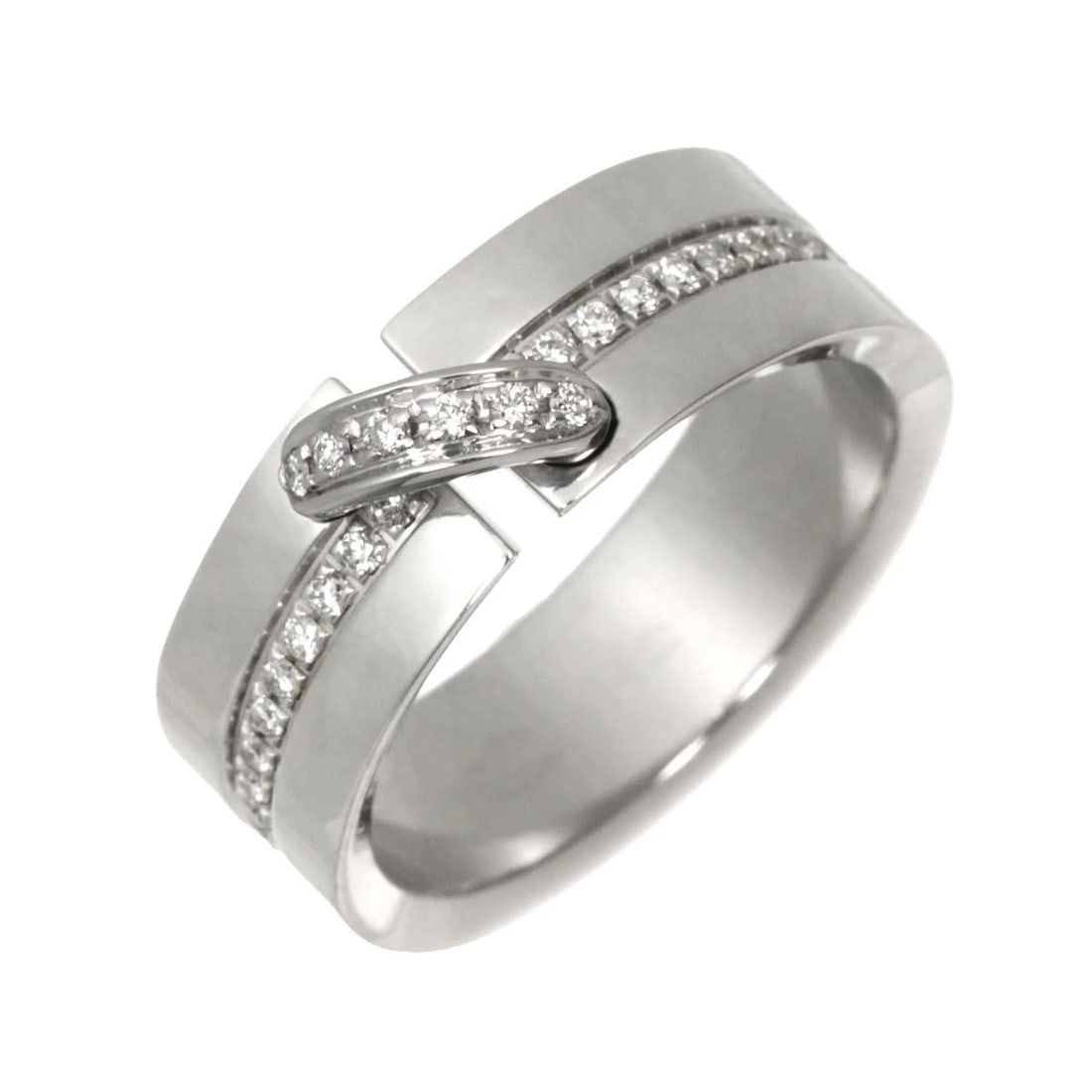 CHAUMET LIENS DIAMOND RING WHITE GOLD 750: CHAUMET Liens Diamond Ring White Gold 750 Brand: CHAUMET Type/Style: Ring Material: 750 White Gold, Main Stone Natural Color: White Gold Size: 5.5-5.75(US) Accessories: None Accessories Notice: When