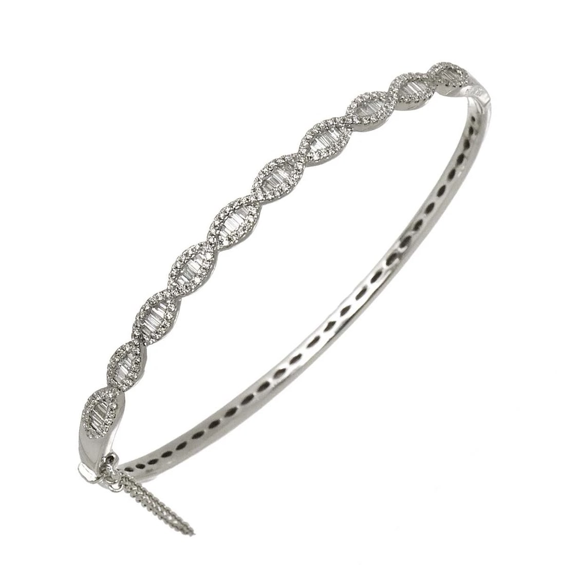 DIAMOND BRACELET WHITE GOLD 750: Diamond Bracelet White Gold 750 Brand: Unbranded Type/Style: Bracelet Material: 750 White Gold, Color: White Gold Size: Length:apporox.6.9inchThickness:4.2mm Accessories: None Accessories Notice:
