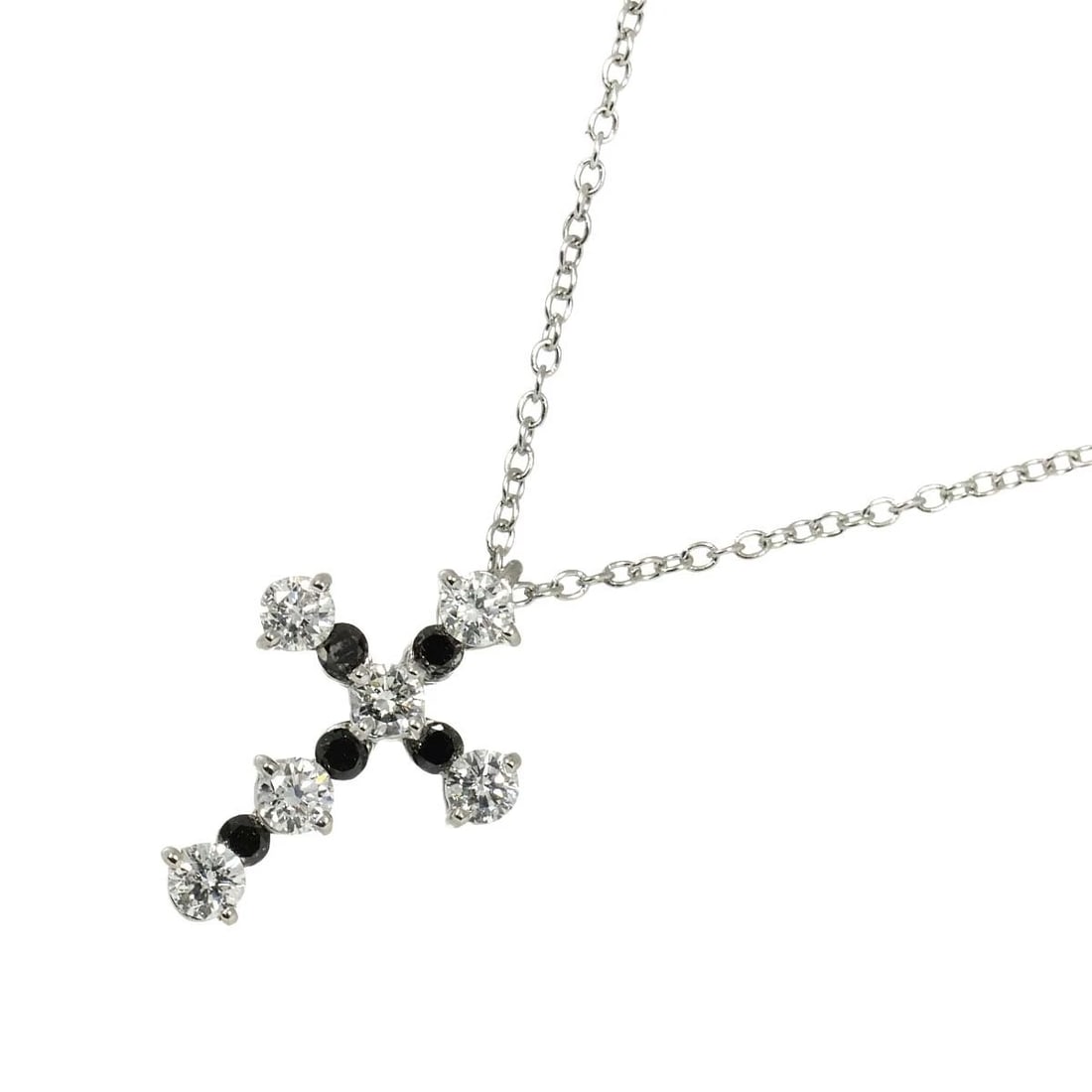 PONTE VECCHIO CROSS MOTIF DIAMOND NECKLACE: Ponte Vecchio Cross motif Diamond Necklace Brand: Ponte Vecchio Type/Style: Necklace Material: 750 White Gold, Main Stone Natural Color: White Gold Size: internal circumference of the chain:16.1inch