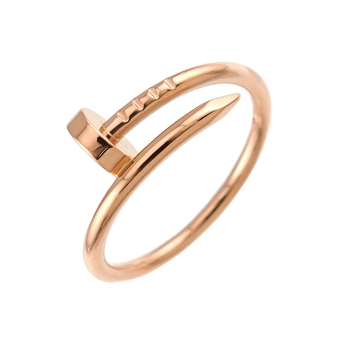 CARTIER JUSTE UN CLOU RING PG 750: Cartier JUSTE UN CLOU Ring PG 750 Brand: Cartier Type/Style: Ring Material: 750 Pink Gold, Color: Pink Gold Size: 6.5-6.75(US) Accessories: None Accessories Notice: When purchasing pre-own