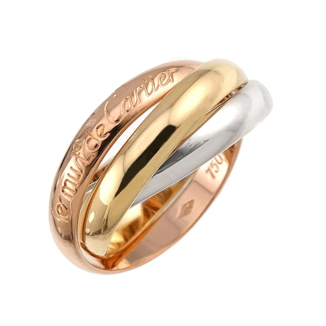 CARTIER TRINITY MM RING YG WG PG 750: Cartier Trinity MM Ring YG WG PG 750 Brand: Cartier Type/Style: Ring Material: 750 Yellow,White,Pink Gold, Color: Yellow,White,Pink Gold Size: 6-6.25(US) Accessories: None Accessories Notice: When