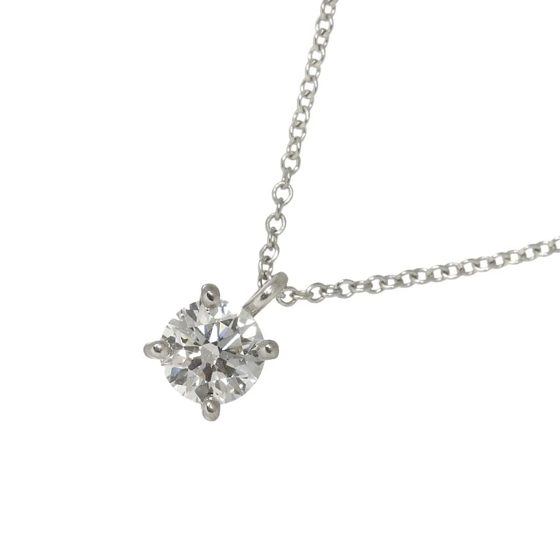 TIFFANY CO. SOLITAIRE DIAMOND NECKLACE PLATINUM: TIFFANY Co. Solitaire Diamond Necklace Platinum Brand: TIFFANY Co. Type/Style: Necklace Material: Pt950, Main Stone Natural Color: Platinum Size: internal circumference of the chain:15.7inch Top