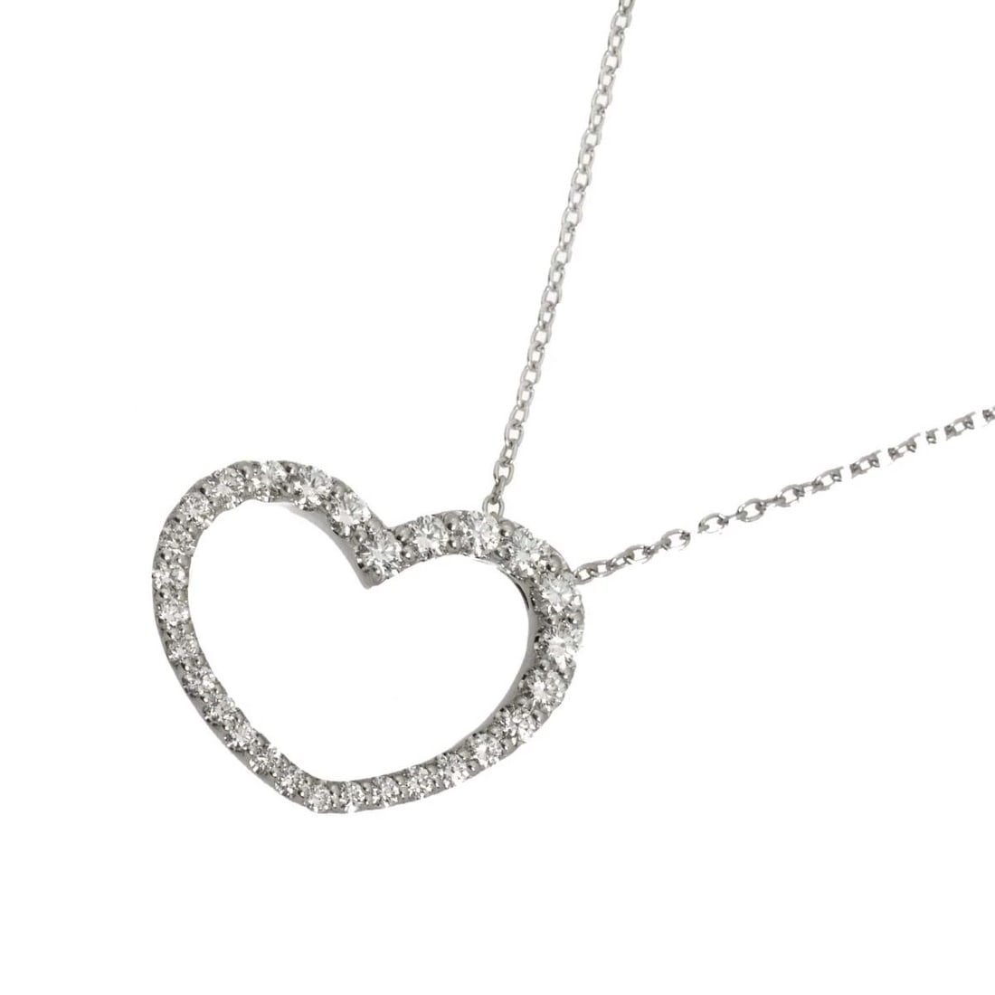 PONTE VECCHIO HEART MOTIF DIAMOND NECKLACE: Ponte Vecchio Heart Motif Diamond Necklace Brand: Ponte Vecchio Type/Style: Necklace Material: 750 White Gold, Color: White Gold Size: internal circumference of the chain:15.7inch to 14.2inch Top Char