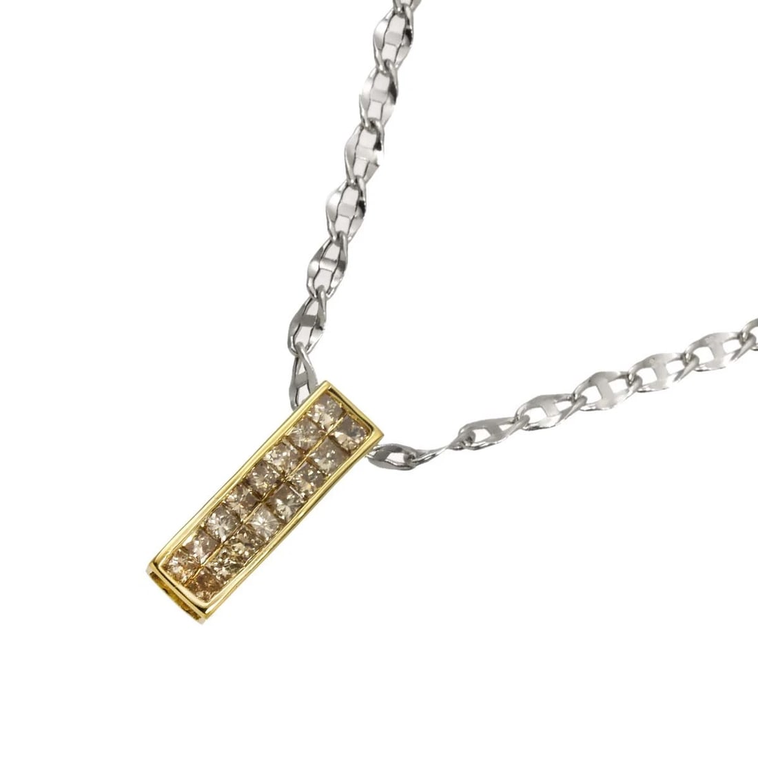 DIAMOND NECKLACE WHITE YELLOW GOLD 750: Diamond Necklace White Yellow Gold 750 Brand: Unbranded Type/Style: Necklace Material: 750 White Yellow Gold, Main Stone Natural Color: White Gold Size: internal circumference of the chain:17.5inch