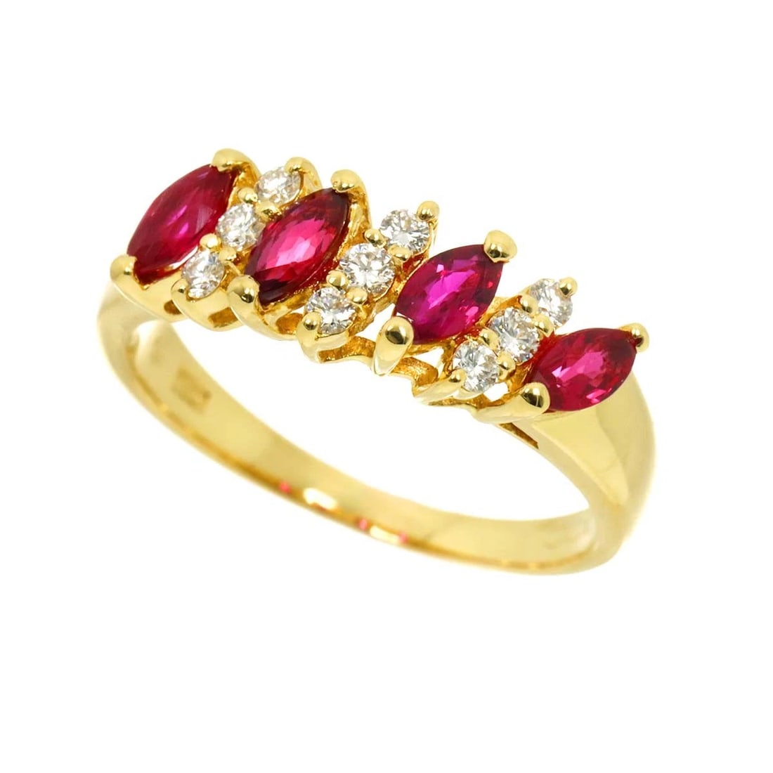 QUEEN RUBY DIAMOND RING YG 750 - 3