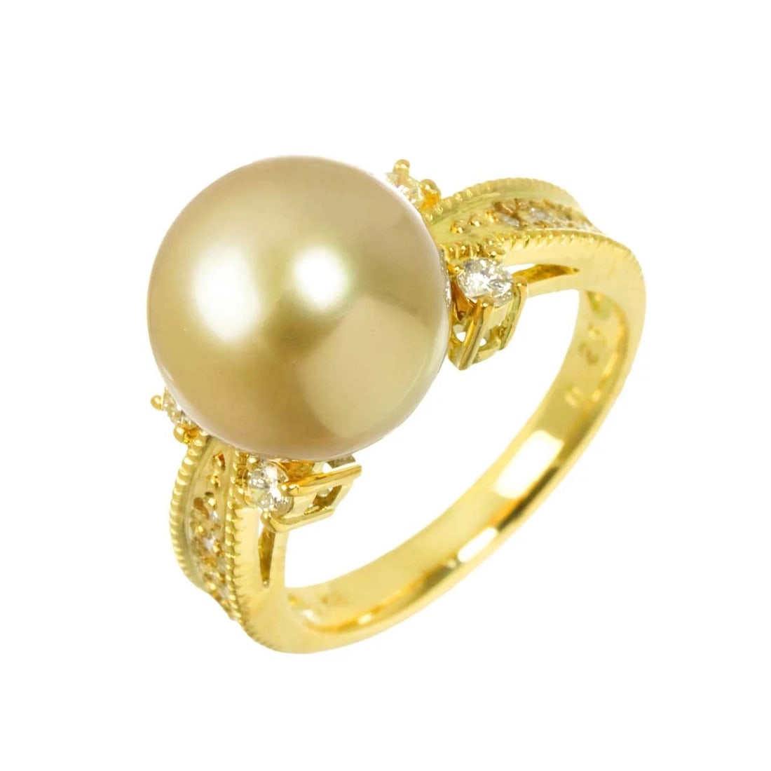 SOUTH SEA PEARL DIAMOND RING: South Sea pearl Diamond Ring Brand: Unbranded Type/Style: Ring Material: 750 Yellow Gold, Color: Yellow Gold Size: 5.5-5.75(US) Accessories: None Accessories Notice: When purchasing pre-owned goods,