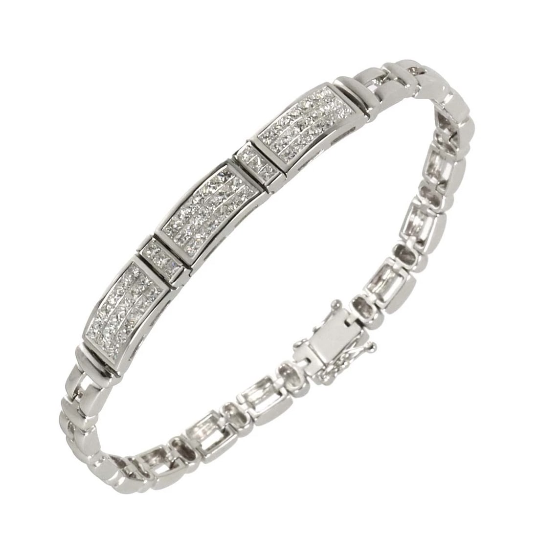 DIAMOND BRACELET WHITE GOLD 750: Diamond Bracelet White Gold 750 Brand: Unbranded Type/Style: Bracelet Material: 750 White Gold, Color: White Gold Size: Length:apporox.7.3inchThickness:6.9mm Accessories: None Accessories