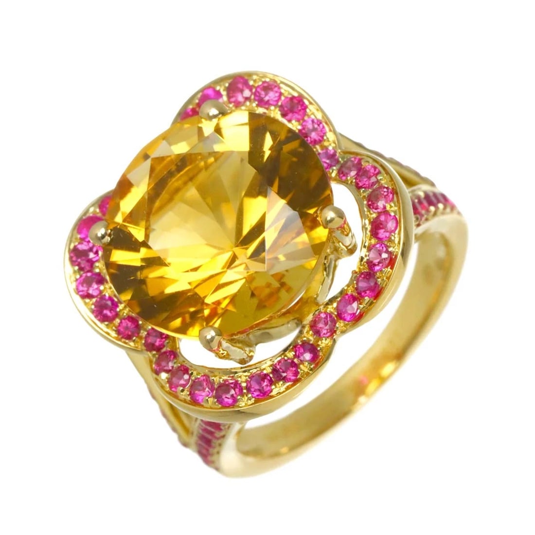 MAUBOUSSIN CITRINE SAPPHIRE FLOWER RING: MAUBOUSSIN Citrine Sapphire Flower Ring Brand: MAUBOUSSIN Type/Style: Ring Material: 750 Yellow Gold, Color: Yellow Gold Size: 4.75-5(US) Accessories: None Accessories Notice: When purchas