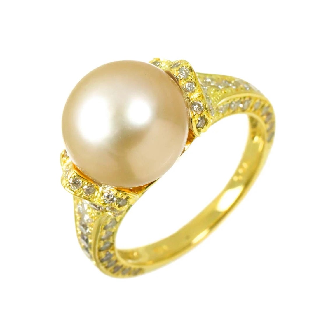 SOUTH SEA PEARL DIAMOND RING YG 750: South Sea pearl Diamond Ring YG 750 Brand: Unbranded Type/Style: Ring Material: 750 Yellow Gold, Color: Yellow Gold Size: 5.5-5.75(US) Accessories: None Accessories Notice: When purchasing pre-owned
