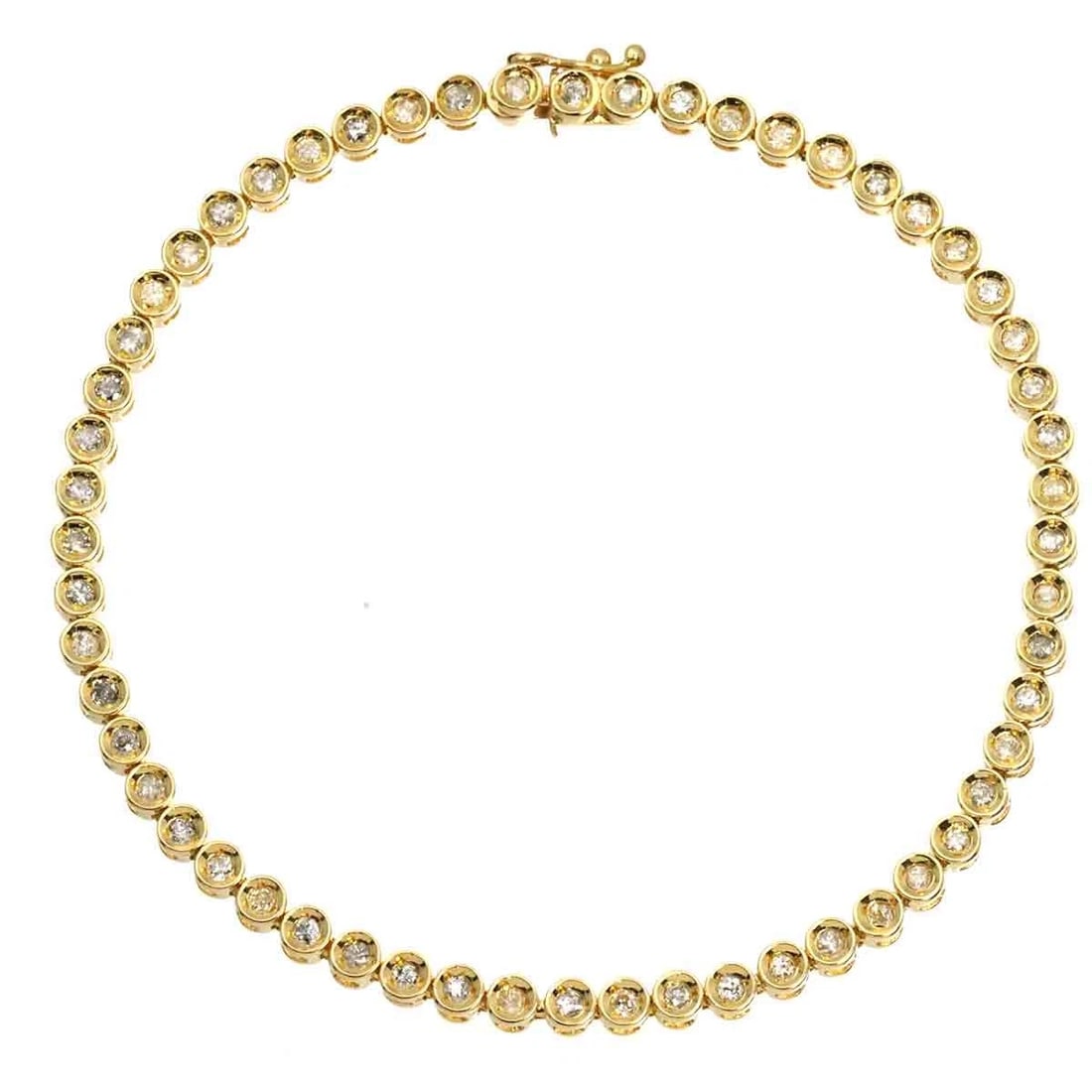 DIAMOND BRACELET YELLOW GOLD 750: Diamond Bracelet Yellow Gold 750 Brand: Unbranded Type/Style: Bracelet Material: 750 Yellow Gold, Color: Yellow Gold Size: Length:apporox.7.3inchWidth:3.2mm Accessories: None Accessories Notice: When