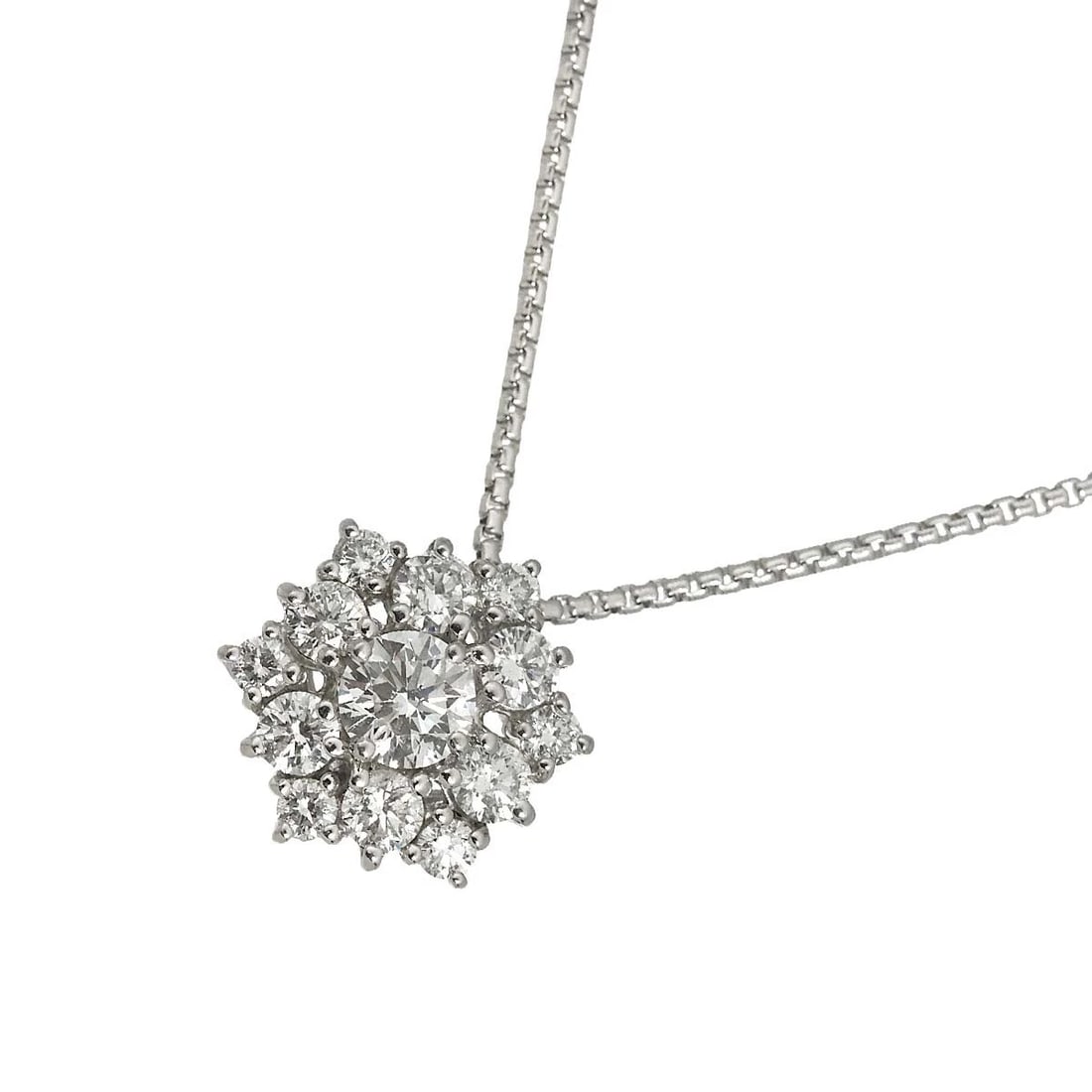 DIAMOND NECKLACE PLATINUM: Diamond Necklace Platinum Brand: Unbranded Type/Style: Necklace Material: Platinum, Main Stone Natural Color: Platinum Size: internal circumference of the chain:17.7inch(Adjustable) Top Charm(max):W