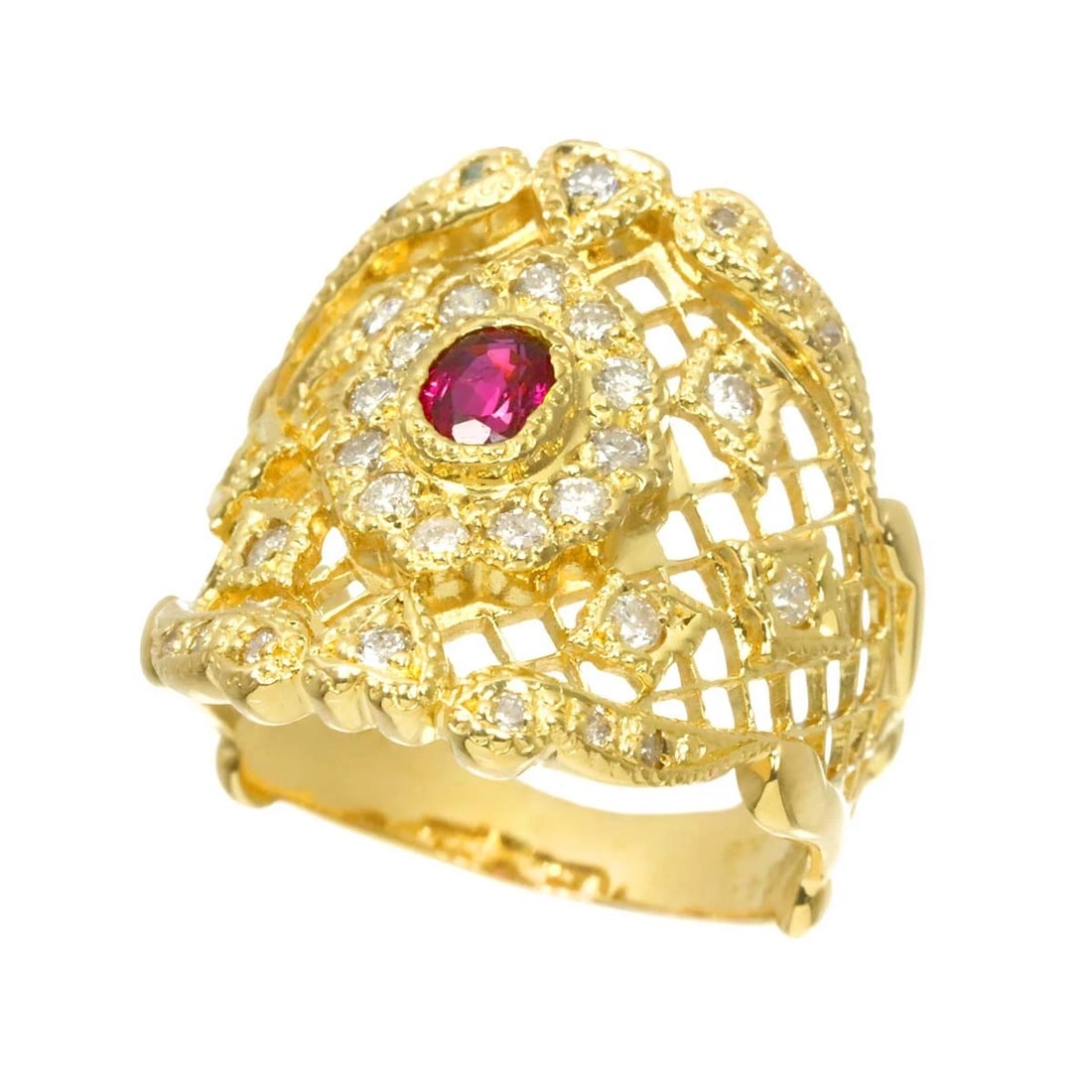 RUBY DIAMOND RING 18K YG - 3