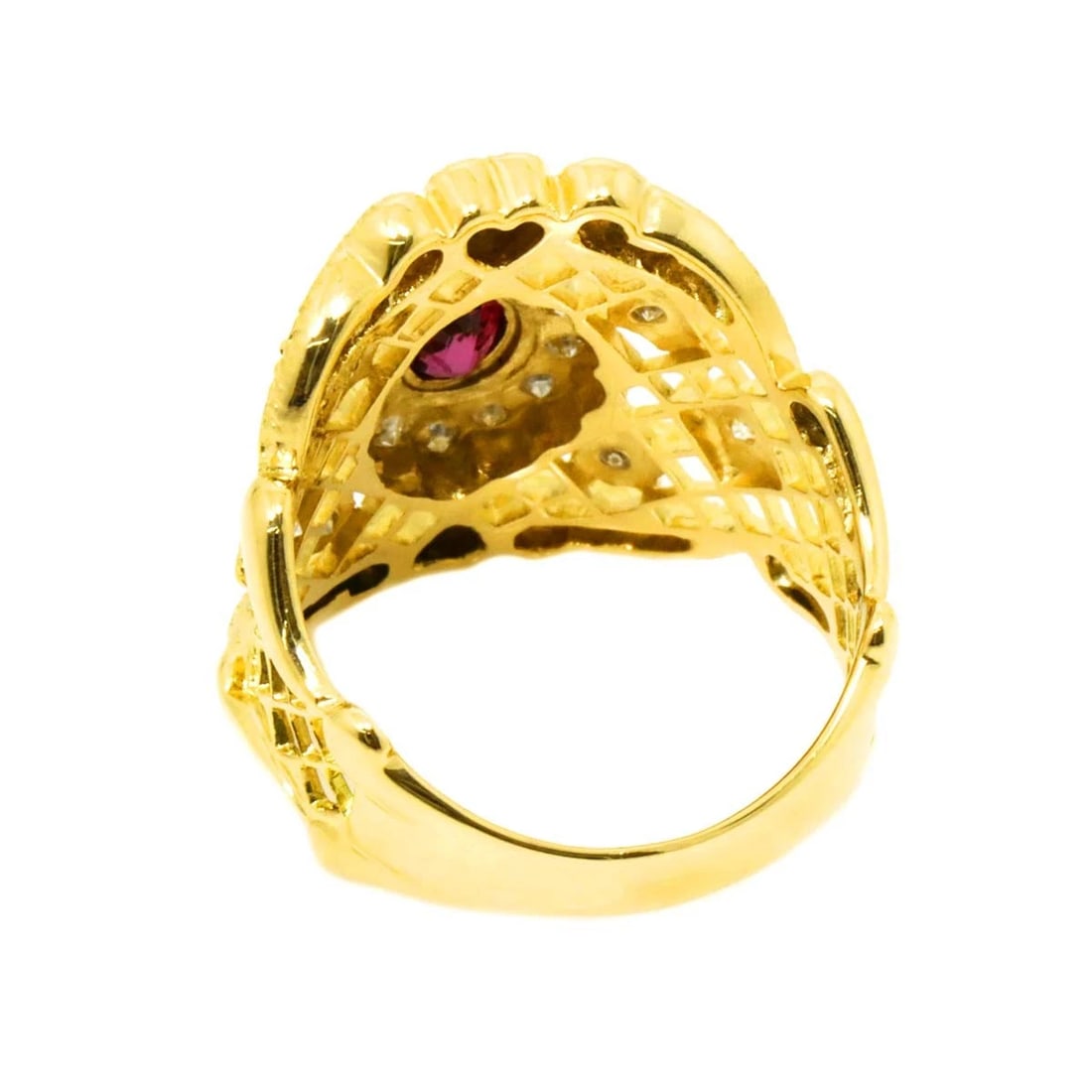 RUBY DIAMOND RING 18K YG - 4