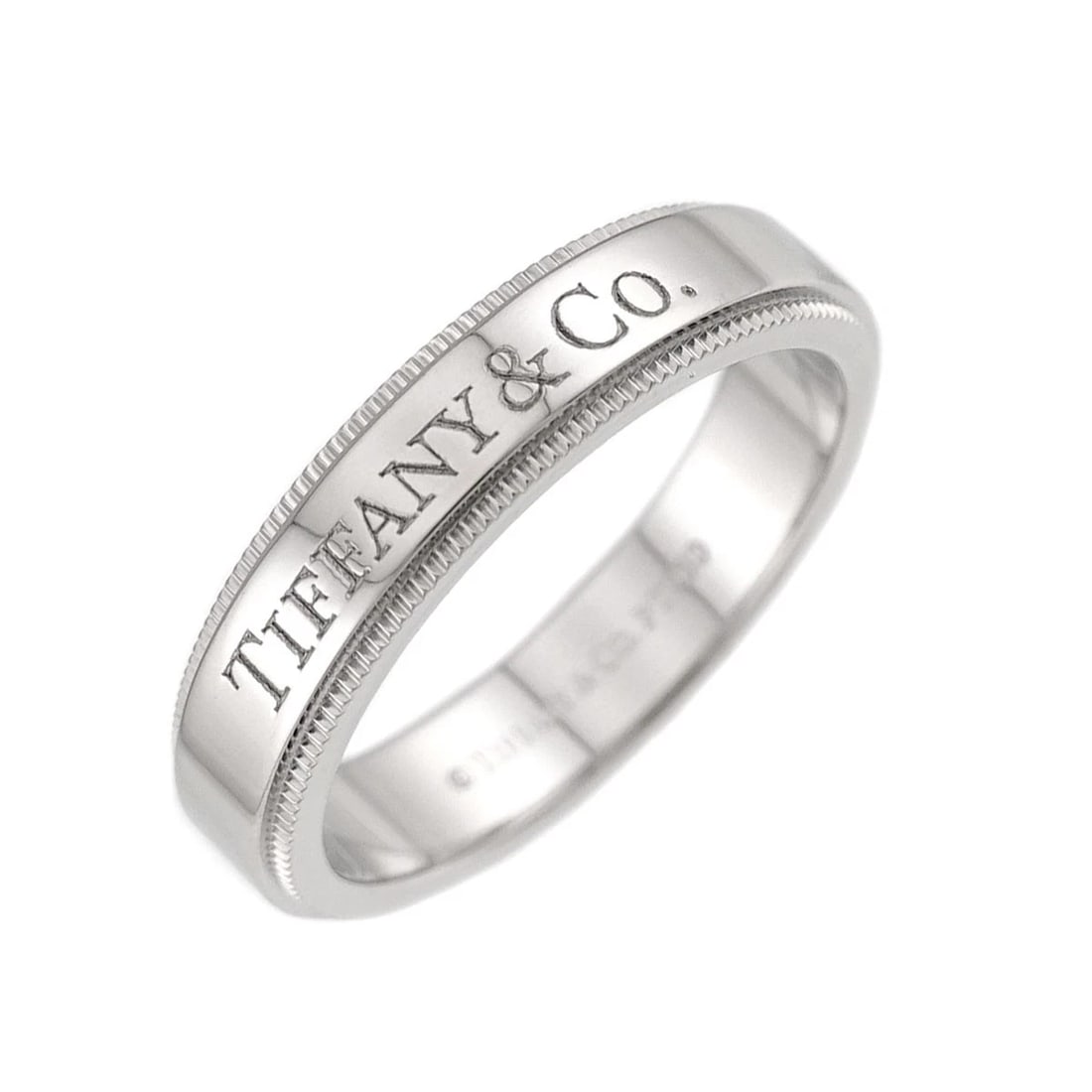 TIFFANY CO. MILGRAIN BAND RING PLATINUM: TIFFANY Co. Milgrain Band Ring Platinum Brand: TIFFANY Co. Type/Style: Ring Material: PT950, Color: Platinum Size: 5.25(US) Accessories: None Accessories Notice: When purchasing pre-owned goods,