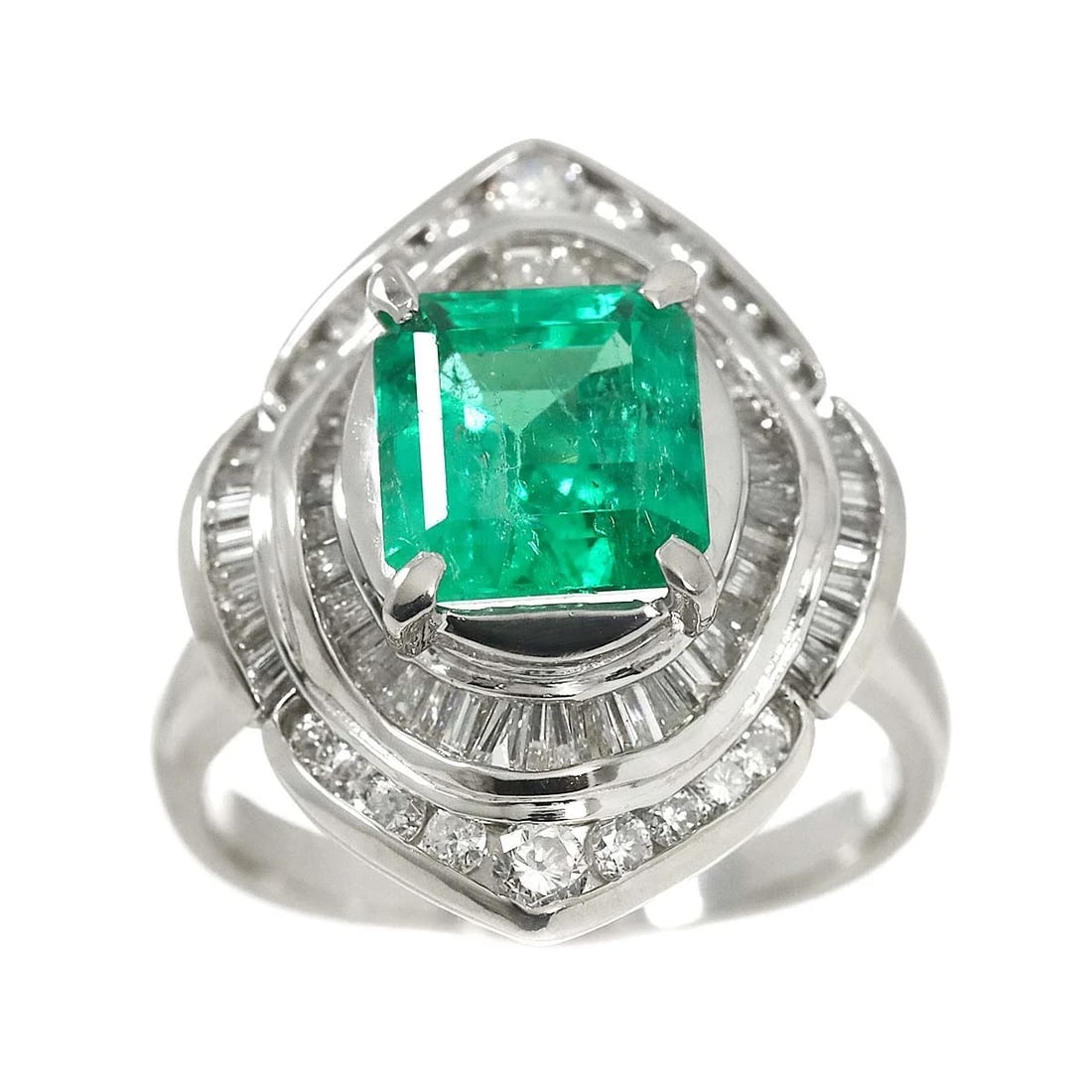 EMERALD DIAMOND RING PLATINUM - 2