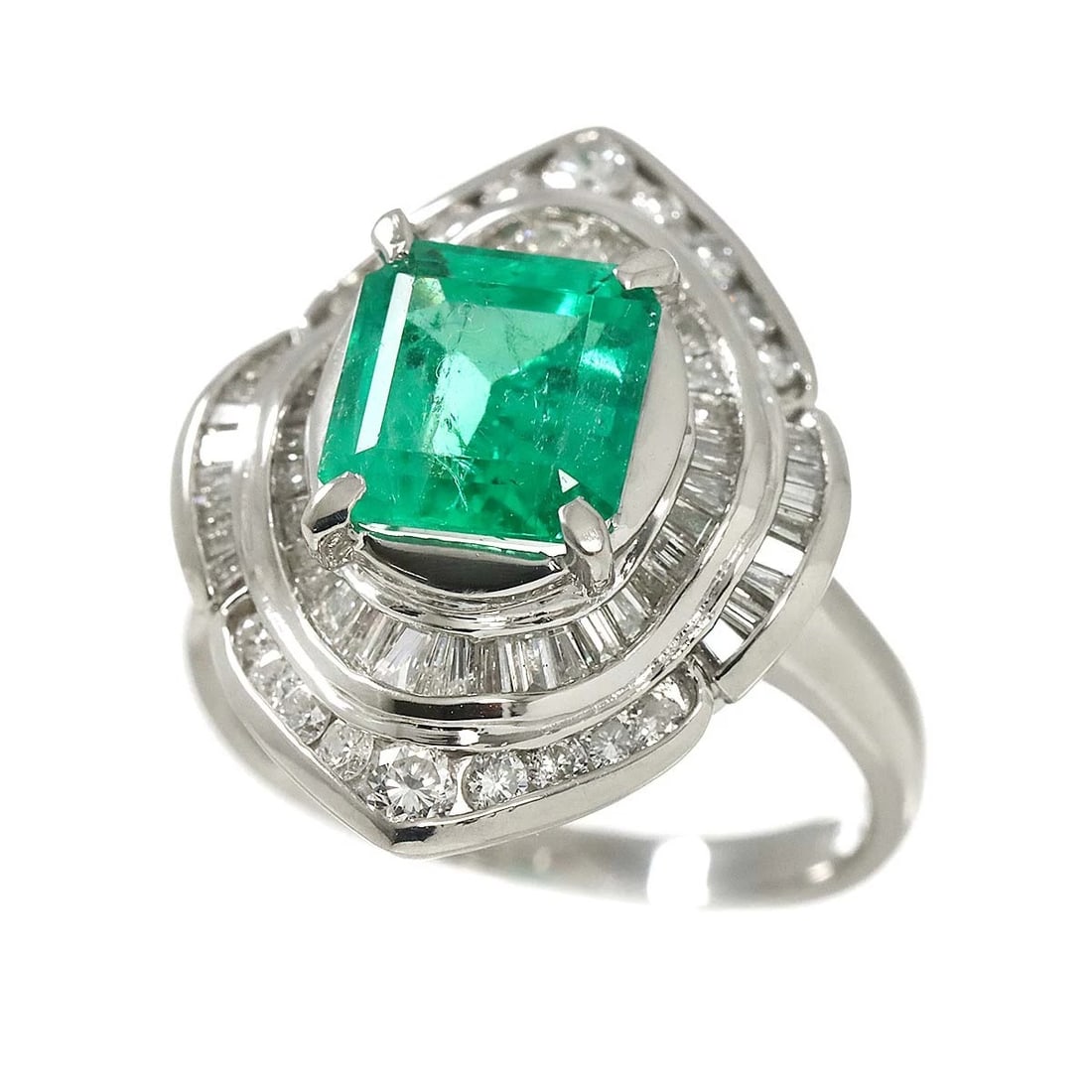 EMERALD DIAMOND RING PLATINUM - 3