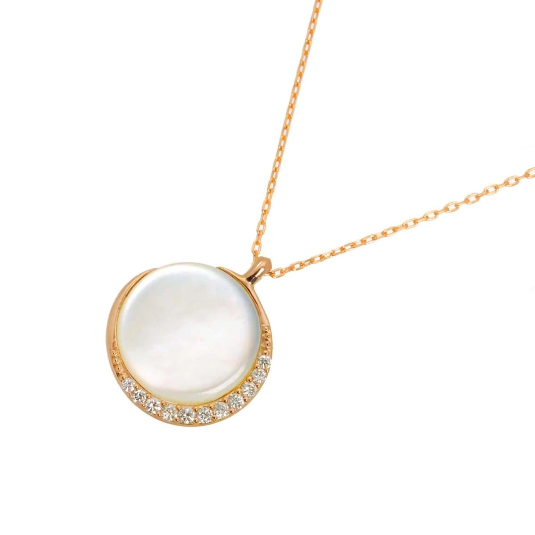 STAR JEWELRY MOP DIAMOND NECKLACE: Star Jewelry MOP Diamond Necklace Brand: Star Jewelry Type/Style: Necklace Material: 750 Pink Gold MOP, Color: Pink Gold Size: internal circumference of the chain:15.7inch to 14.6inch Top
