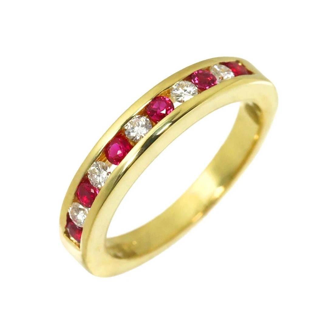 TIFFANY CO. HALF RUBY RING YG 750: TIFFANY Co. Half Ruby Ring YG 750 Brand: TIFFANY Co. Type/Style: Ring Material: 750 Yellow Gold, Color: Yellow Gold Size: 4.5(US) Accessories: None Accessories Notice: When purchasing pre-owned