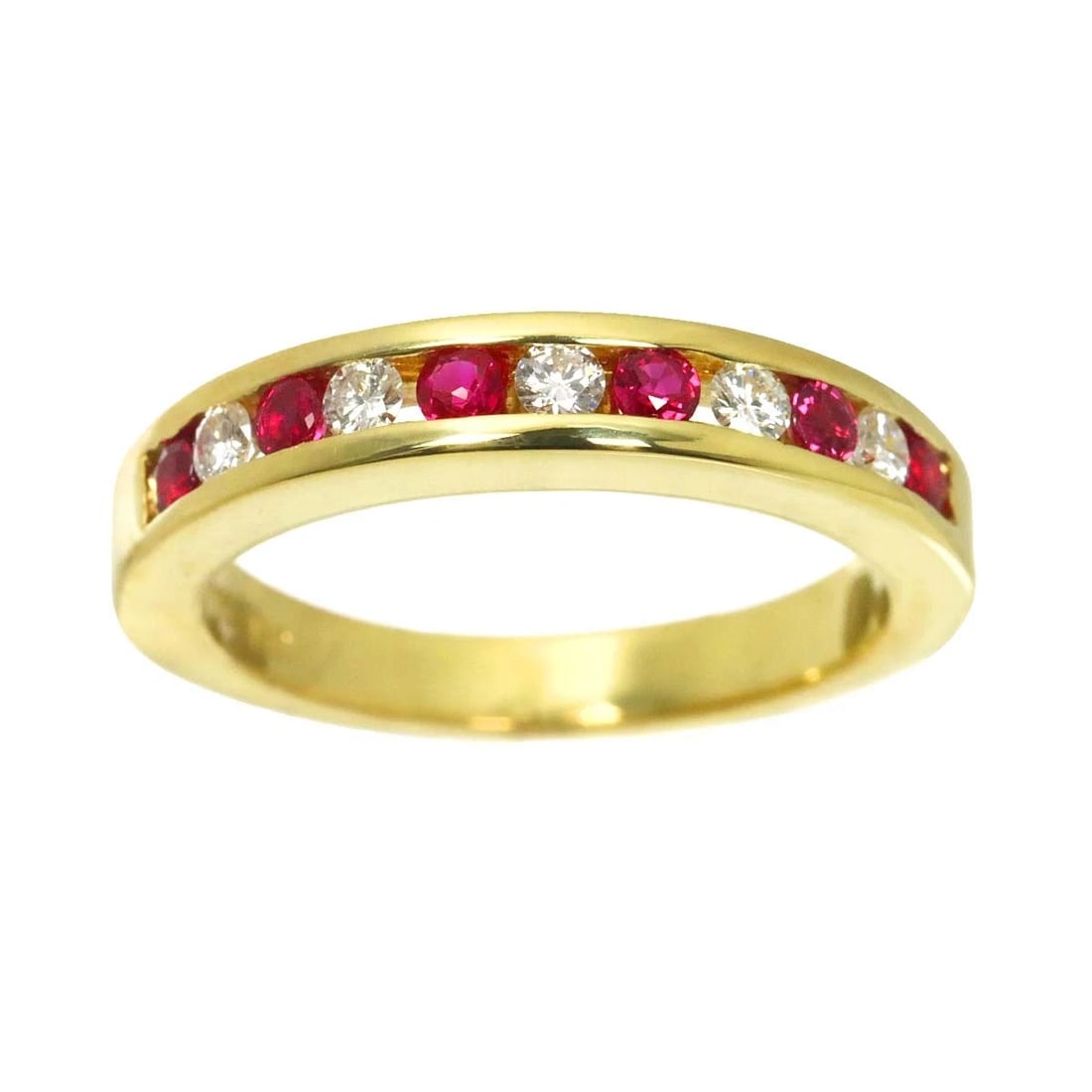 TIFFANY CO. HALF RUBY RING YG 750 - 2