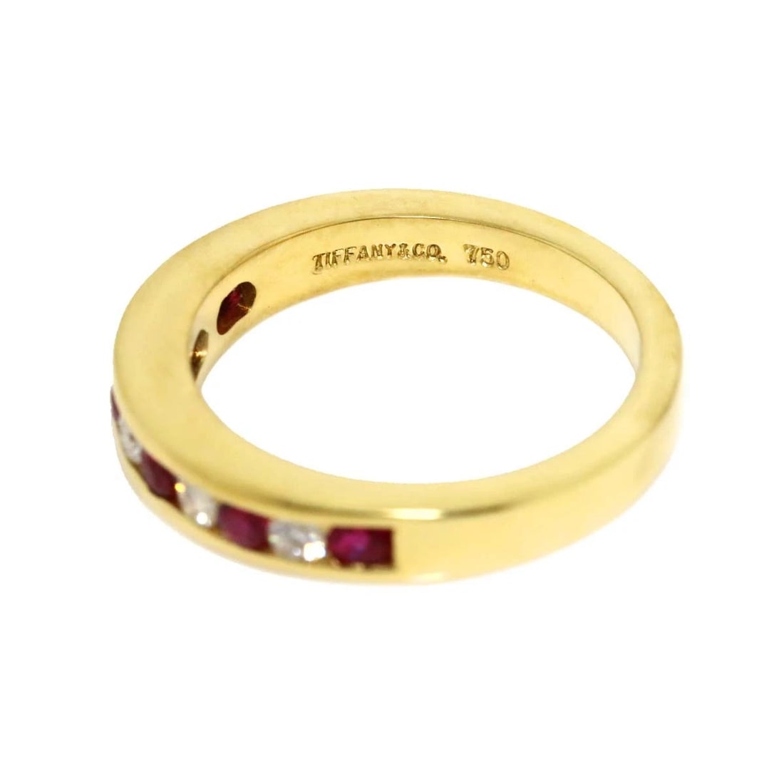 TIFFANY CO. HALF RUBY RING YG 750 - 3