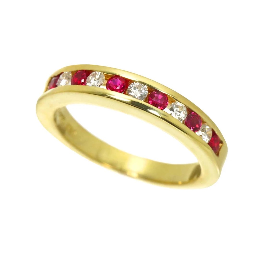 TIFFANY CO. HALF RUBY RING YG 750 - 5