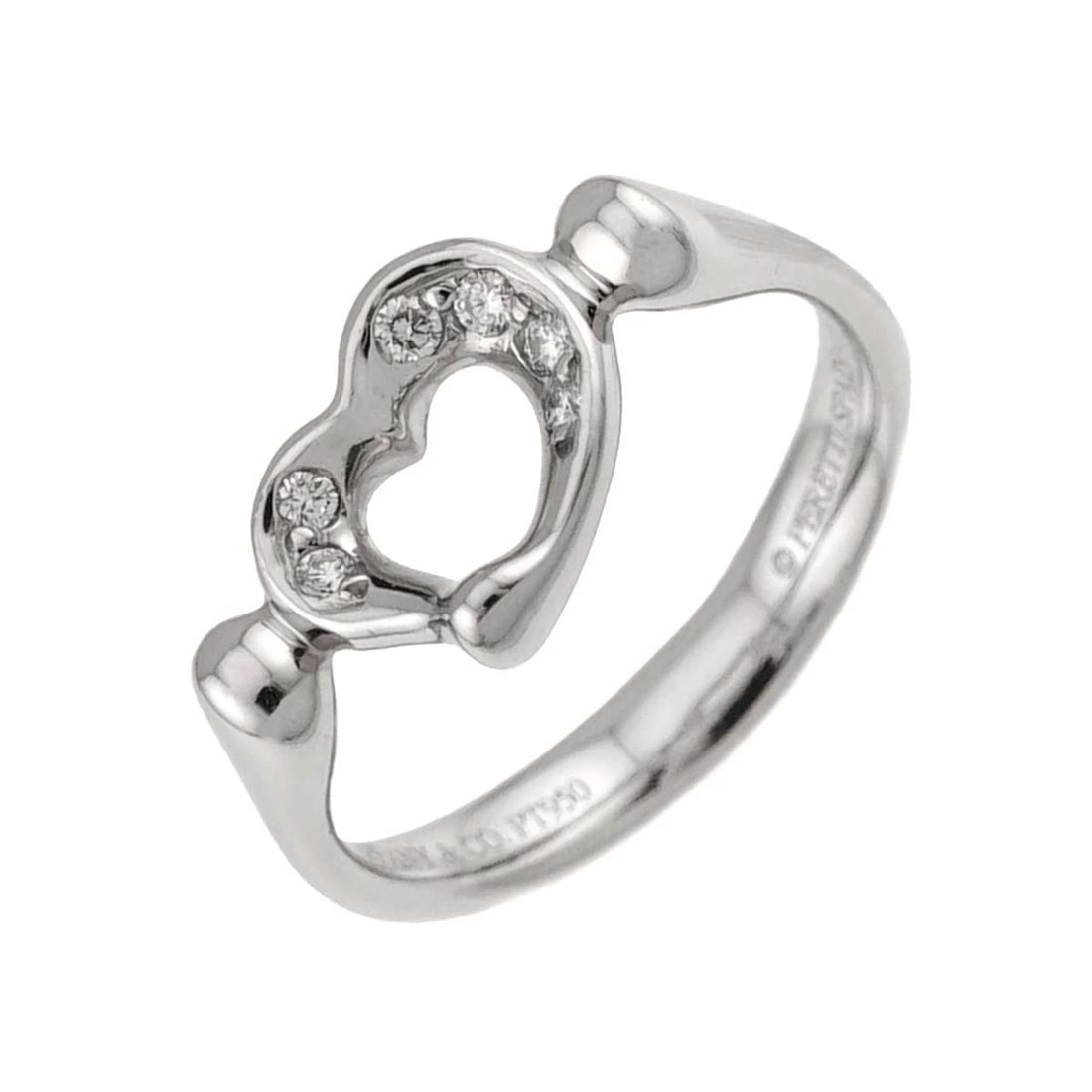 TIFFANY CO. OPEN HEART DIAMOND RING PLATINUM: TIFFANY Co. Open Heart Diamond Ring Platinum Brand: TIFFANY Co. Type/Style: Ring Material: PT950, Main Stone Natural Color: Platinum Size: 5.25(US) Accessories: None Accessories Notice: When