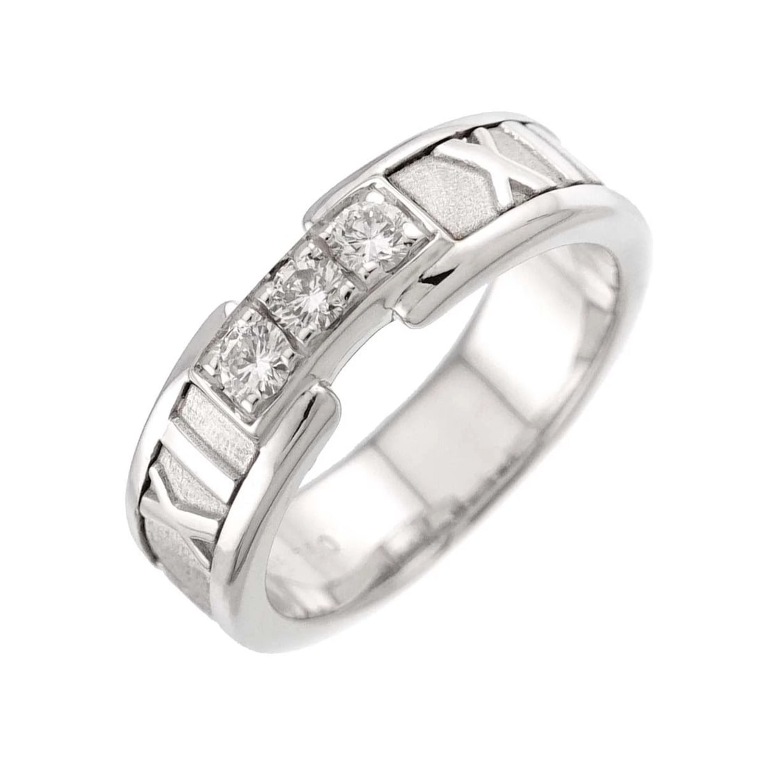 TIFFANY CO. ATLAS DIAMOND RING WHITE GOLD 750: TIFFANY Co. Atlas Diamond Ring White Gold 750 Brand: TIFFANY Co. Type/Style: Ring Material: 750 White Gold, Main Stone Natural Color: White Gold Size: 4.75-5(US) Accessories: None Accessories Notice: