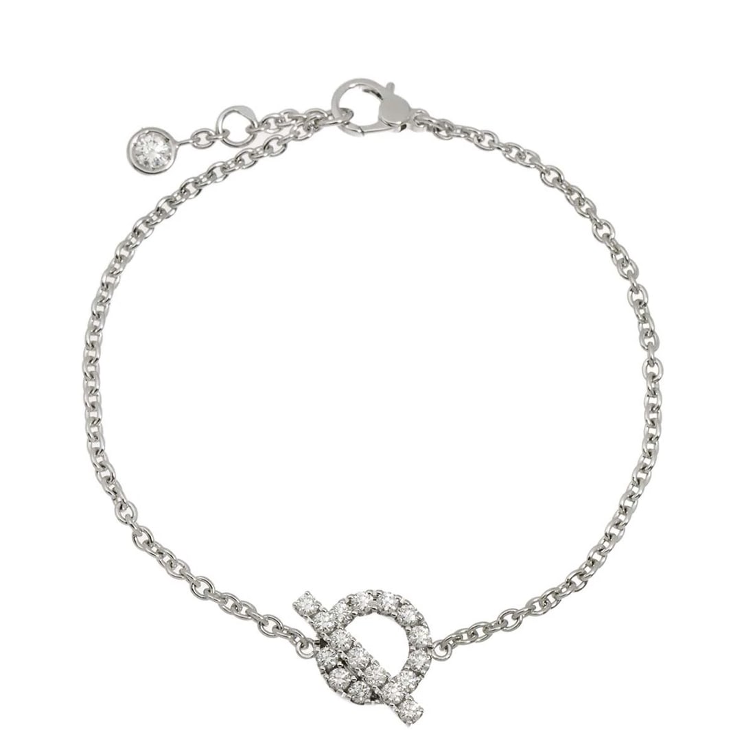 HERMES DIAMOND ST BRACELET: HERMES Diamond ST Bracelet Brand: HERMES Type/Style: Bracelet Material: 750 White Gold, Main Stone Natural Color: White Gold Size: Inner circumference 6.5inch-6.1inch Width:(max.) 12.2mm Accessories: