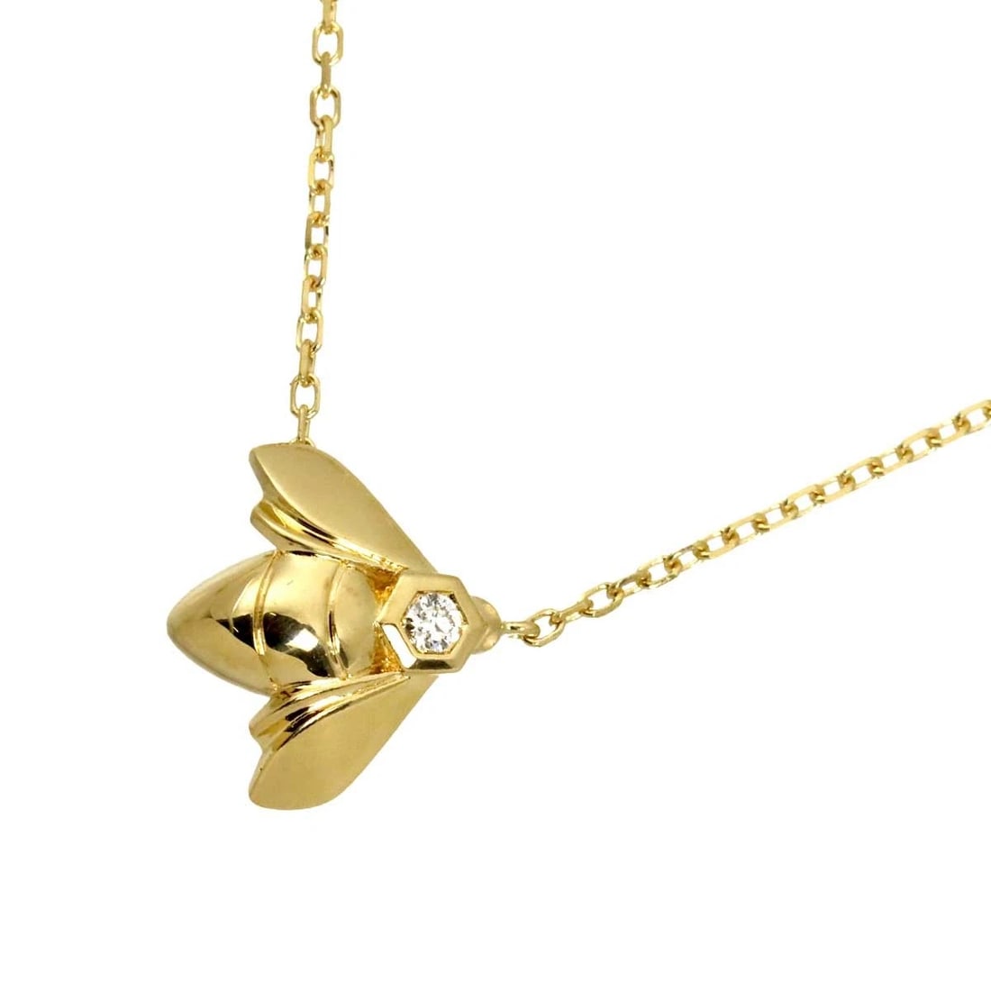 CHAUMET BEE DE DIAMOND NECKLACE: CHAUMET Bee de Diamond Necklace Brand: CHAUMET Type/Style: Necklace Material: 750 Yellow Gold, Main Stone Natural Color: Yellow Size: internal circumference of the chain:17.7inch to 16.5inch to 15.4in