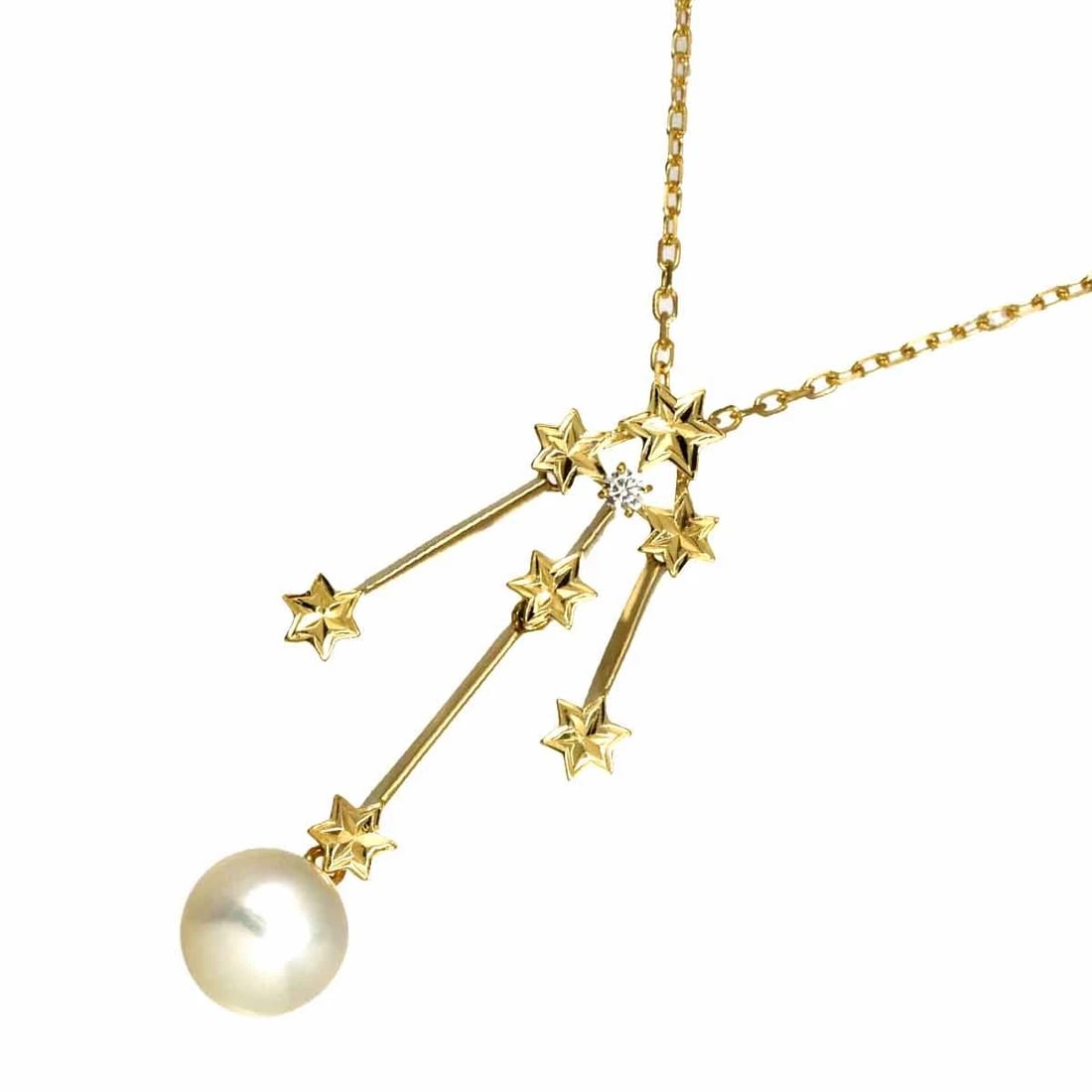 MIKIMOTO AKOYA PEARL DIAMOND NECKLACE: MIKIMOTO Akoya Pearl Diamond Necklace Brand: MIKIMOTO Type/Style: Necklace Material: 750 Yellow Gold, Color: Yellow Gold Size: internal circumference of the chain: 17.7inch to 16.1inch Top Charm(max):
