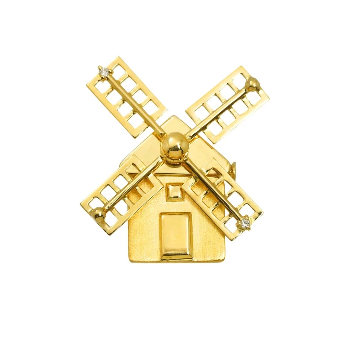 DIAMOND BROOCH YELLOW GOLD 750: Diamond Brooch Yellow Gold 750 Brand: Unbranded Type/Style: Brooch Material: 750 Yellow Gold, Color: Gold Size: W 29.4 x H 30.8mm Thickness: 6.7mm Accessories: None Accessories Notice: When