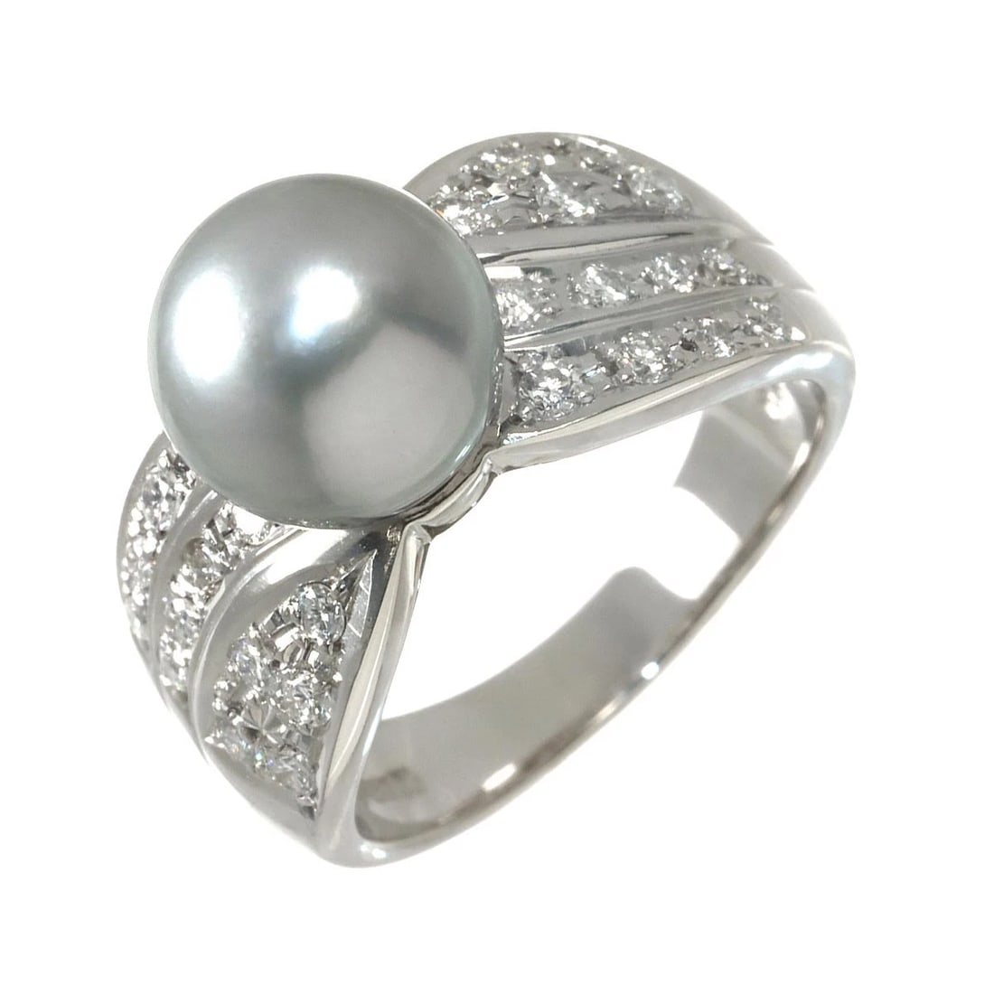 TASAKI BLACK PEARL DIAMOND RING PLATINUM: TASAKI Black Pearl Diamond Ring Platinum Brand: TASAKI Type/Style: Ring Material: Pt900, Color: Platinum Size: 6(US) Accessories: None Accessories Notice: When purchasing pre-owned goods, please