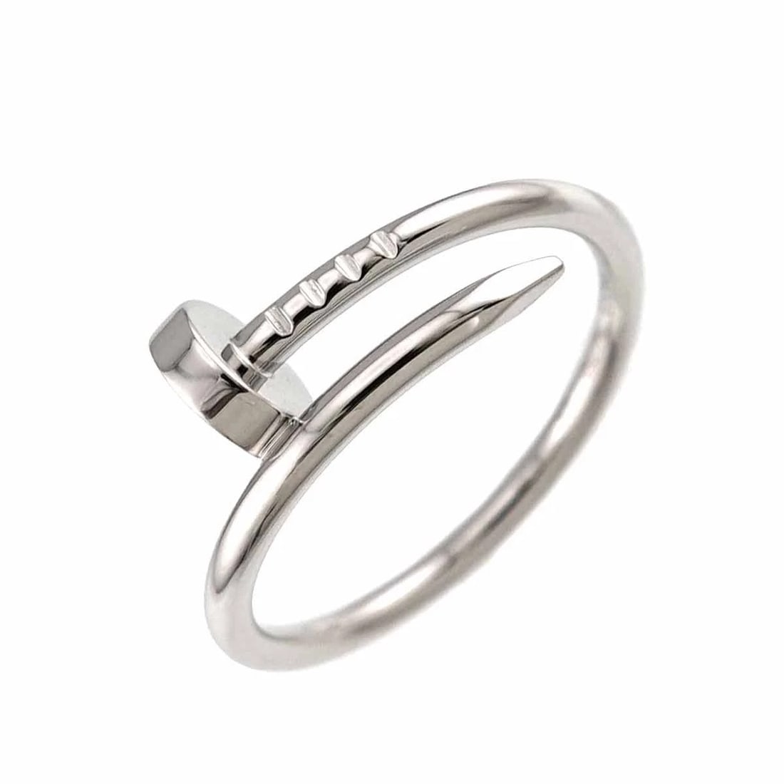 CARTIER JUSTE UN CLOU RING WG 750: Cartier JUSTE UN CLOU Ring WG 750 Brand: Cartier Type/Style: Ring Material: 750 White Gold, Color: White Gold Size: 6.75(US) Accessories: None Accessories Notice: When purchasing pre-owned goods,