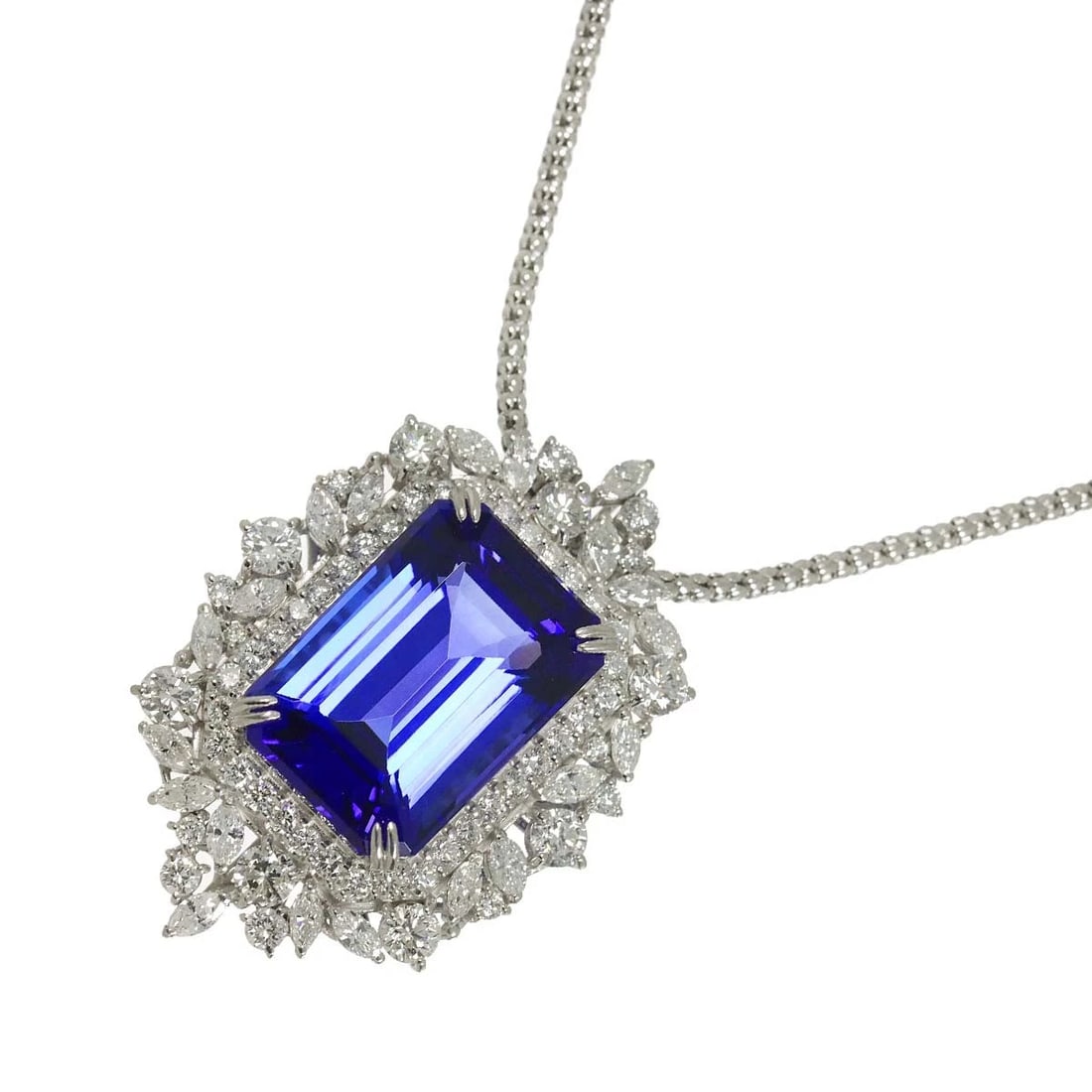 TANZANITE DIAMOND NECKLACE PLATINUM: Tanzanite Diamond Necklace Platinum Brand: Unbranded Type/Style: Necklace Material: Platinum, Color: Platinum Size: internal circumference of the chain:19.7inch Top Charm(max):W 25.4x H