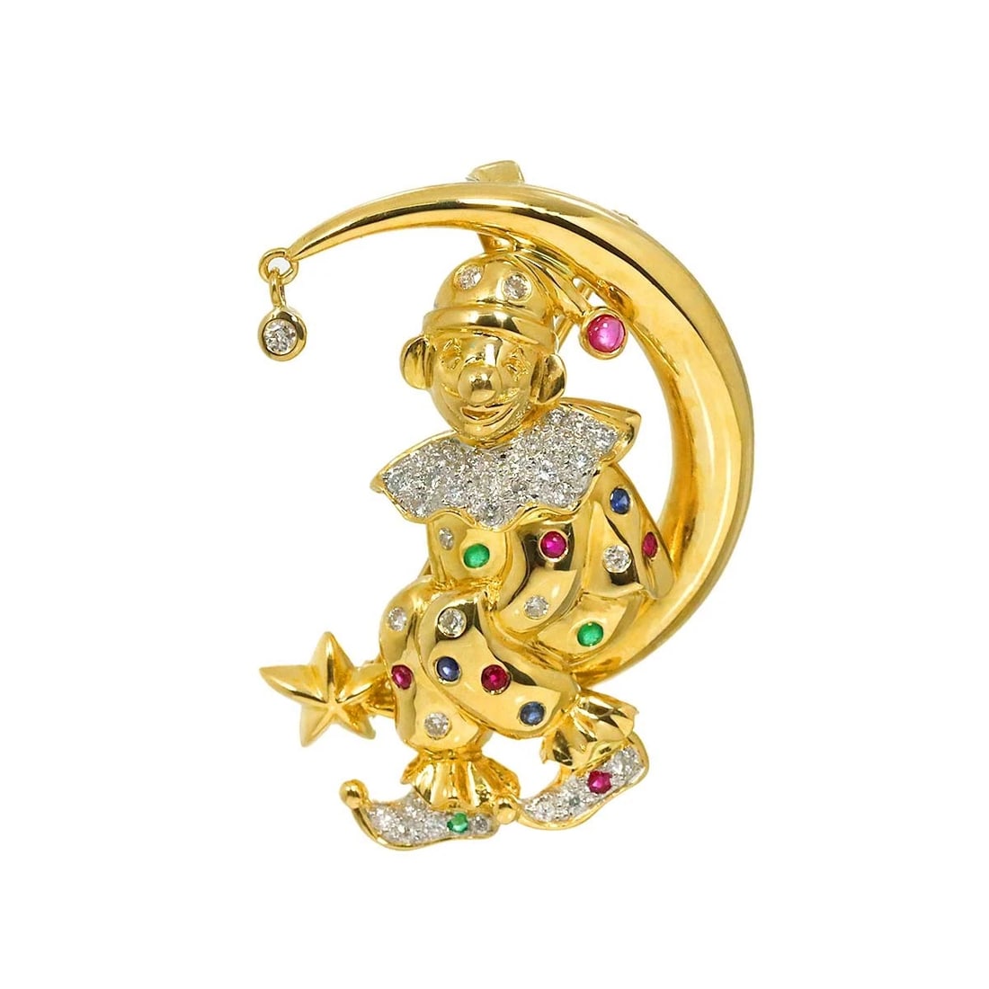 DIAMOND BROOCH PENDANT YG 750: Diamond Brooch Pendant YG 750 Brand: Unbranded Type/Style: Brooch Material: 750 Yellow Gold, Color: Gold Size: W 29.5 x H 40.8mm Thickness:8.2mm bail:(inside dimension) W 4 x H 6.5mm Accessories: