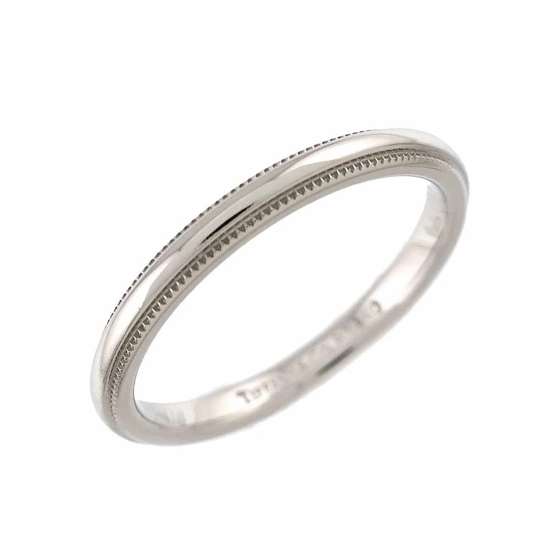 TIFFANY CO. MILGRAIN BAND RING PLATINUM: TIFFANY Co. Milgrain Band Ring Platinum Brand: TIFFANY Co. Type/Style: Ring Material: PT950, Color: Platinum Size: 4.75-5(US) Accessories: None Accessories Notice: When purchasing pre-owne