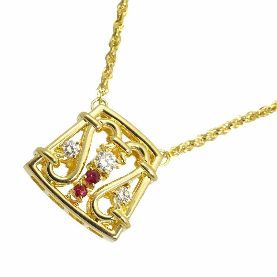 CELINE DIAMOND RUBY NECKLACE YELLOW GOLD 750: CELINE Diamond Ruby Necklace Yellow Gold 750 Brand: CELINE Type/Style: Necklace Material: 750 Yellow Gold, Main Stone Natural Color: Yellow Gold Size: internal circumference of the chain:16.9inch Top