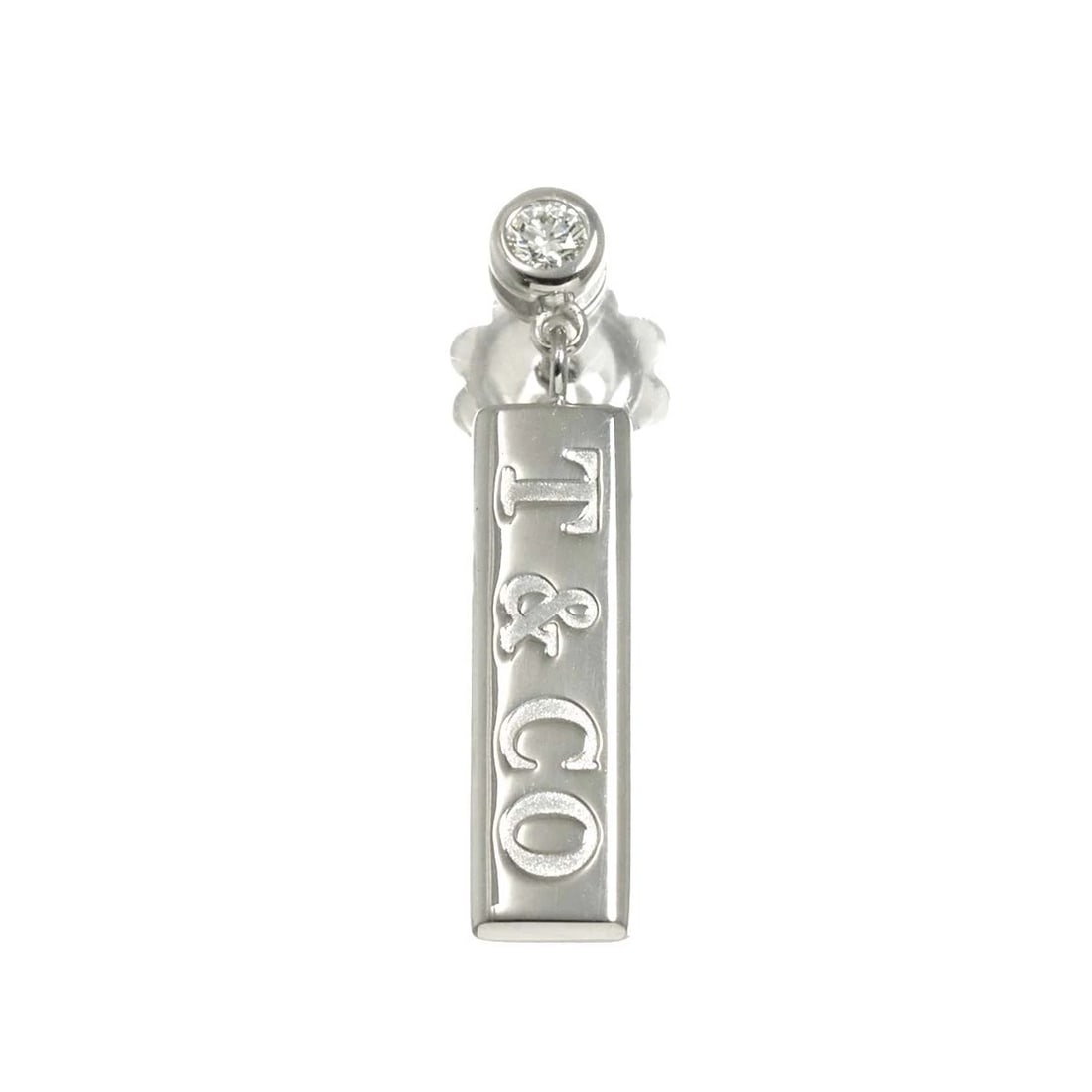 TIFFANY CO. DIAMOND EARRING: TIFFANY Co. Diamond Earring Brand: TIFFANY Co. Type/Style: Earrings Material: 750 White Gold, Main Stone Natural Color: White Gold Size: W 4.8 x H 23.8mm Accessories: None Accessories Notice: When