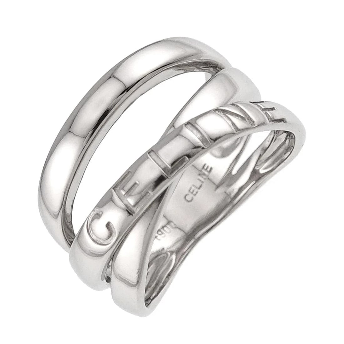 CELINE RING PLATINUM: CELINE Ring Platinum Brand: CELINE Type/Style: Ring Material: Pt900, Color: Platinum Size: 4.5-4.75(US) Accessories: None Accessories Notice: When purchasing pre-owned goods, please refer
